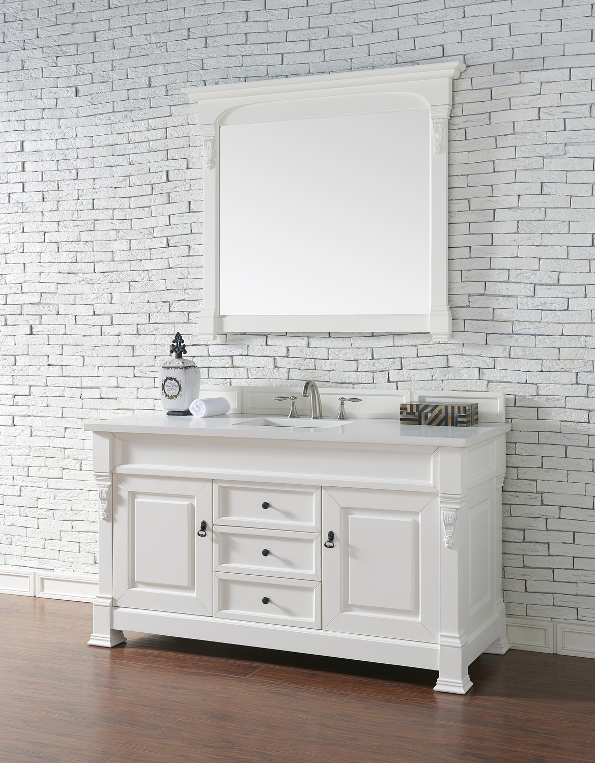 modern bathroom cabinets with sink James Martin Vanity Bright White Transitional