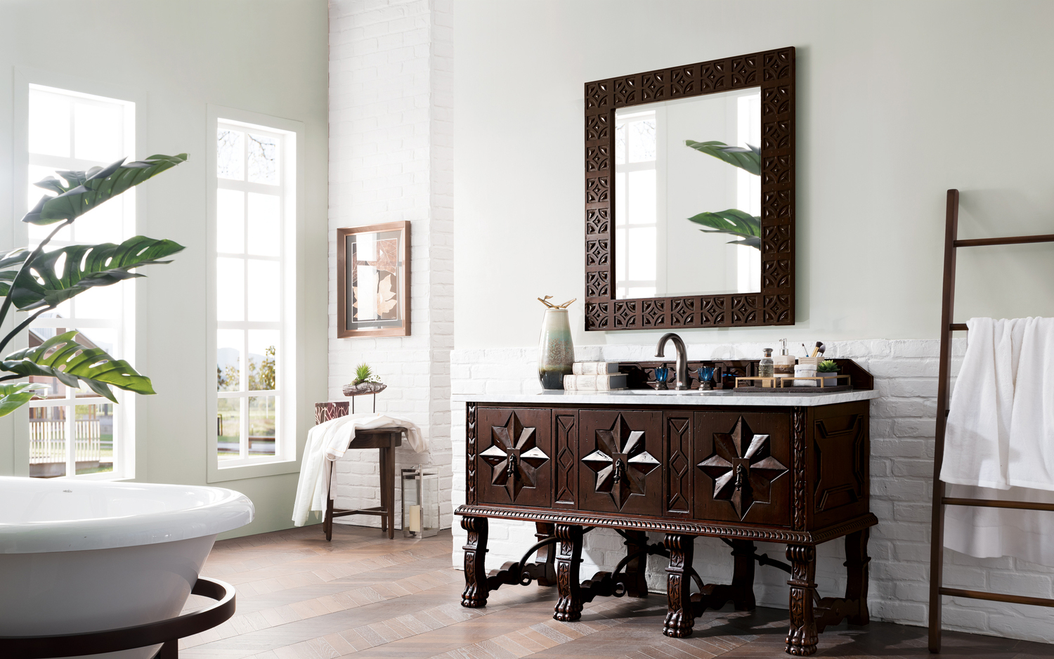 two sink vanity bathroom James Martin Vanity Antique Walnut Antique