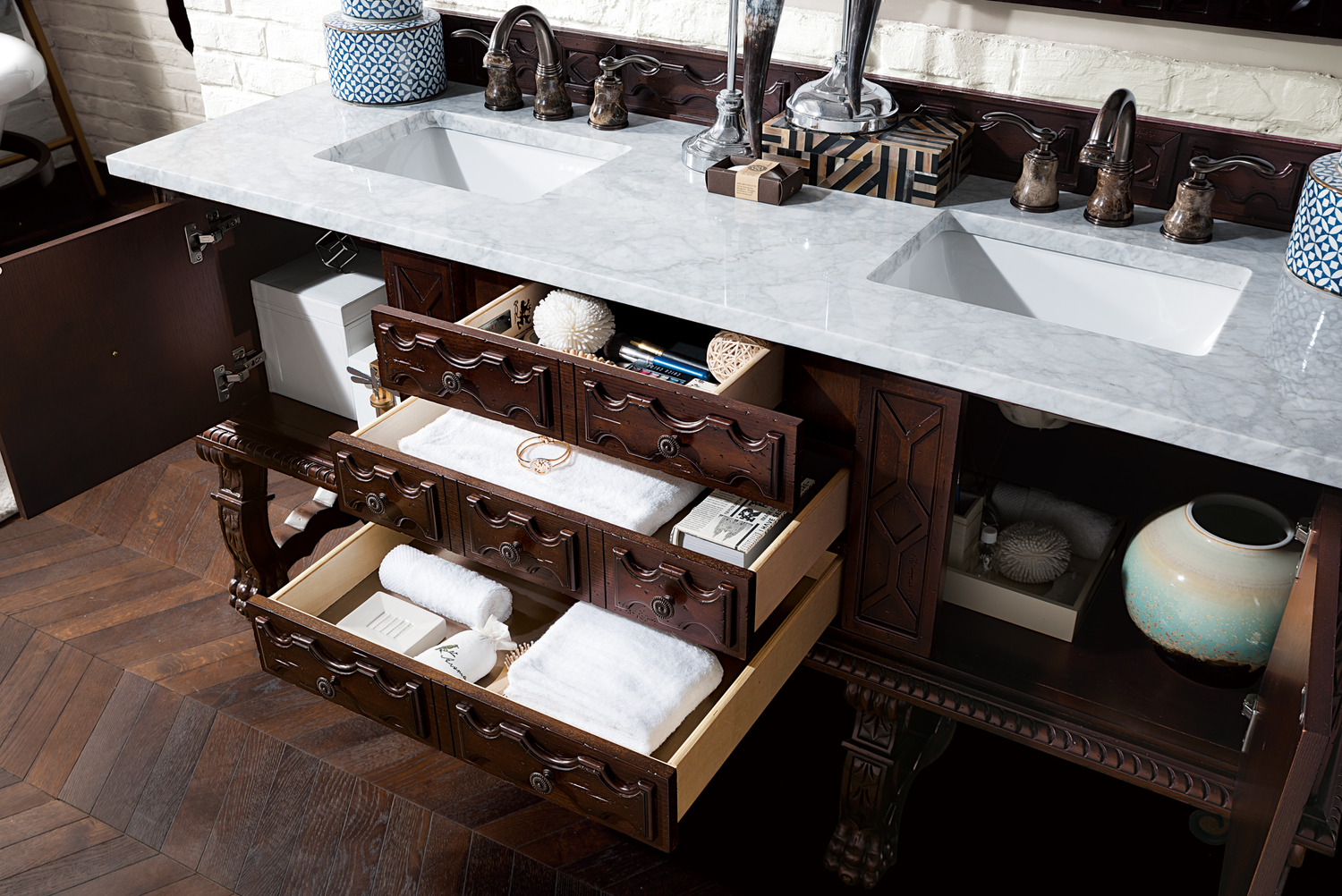 small corner sink with cabinet James Martin Vanity Antique Walnut Antique