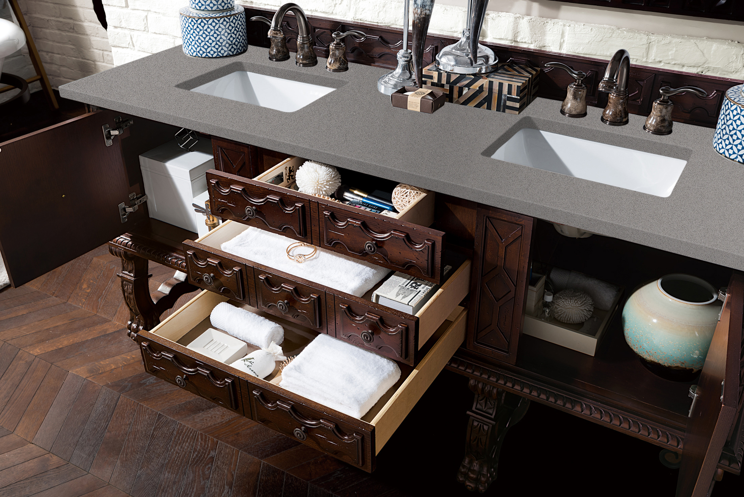 bathroom countertops James Martin Vanity Antique Walnut Antique
