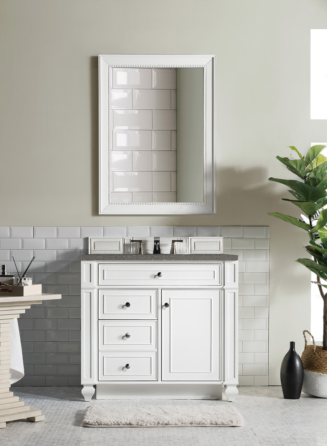 furniture bathroom vanity with sink James Martin Vanity Bright White Transitional