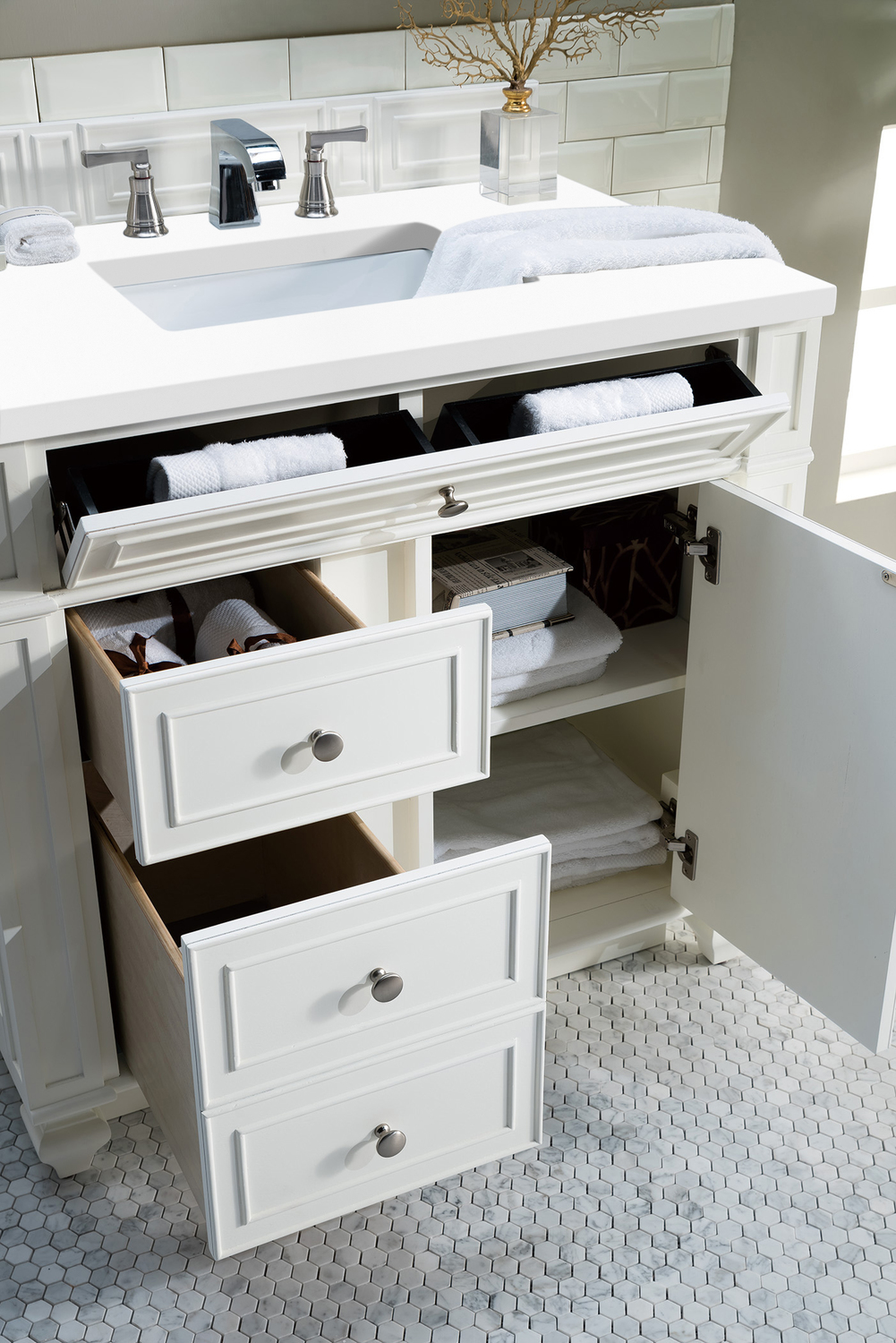 used bathroom vanities for sale James Martin Vanity Bright White Transitional