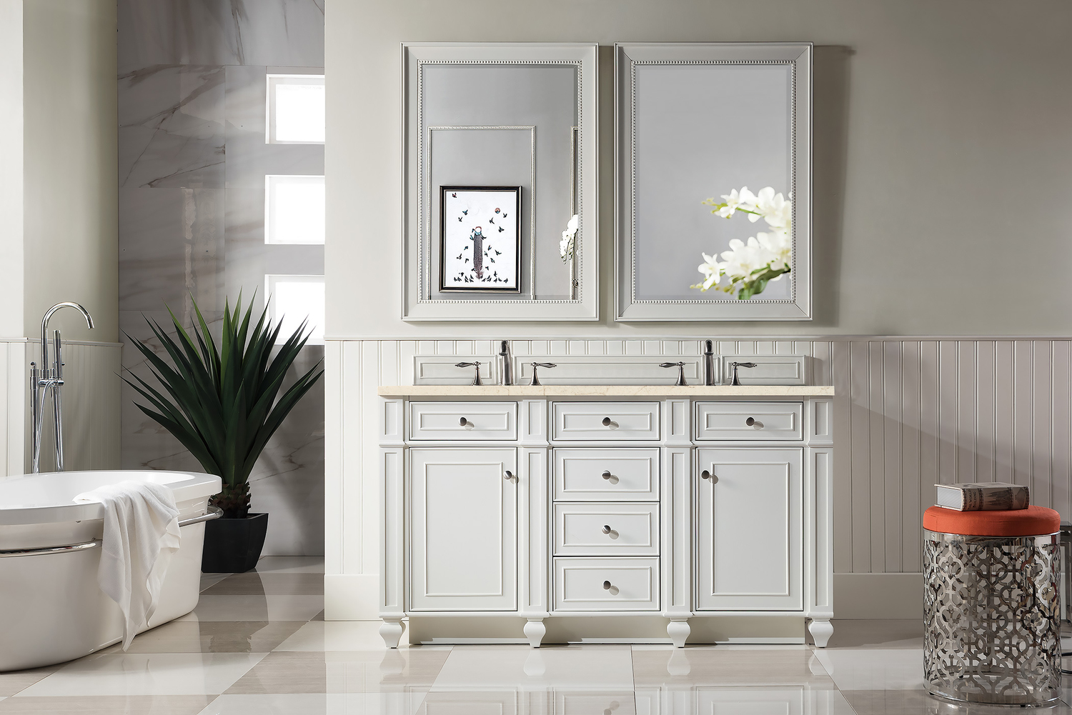 30 inch vanity with drawers James Martin Vanity Bright White Transitional