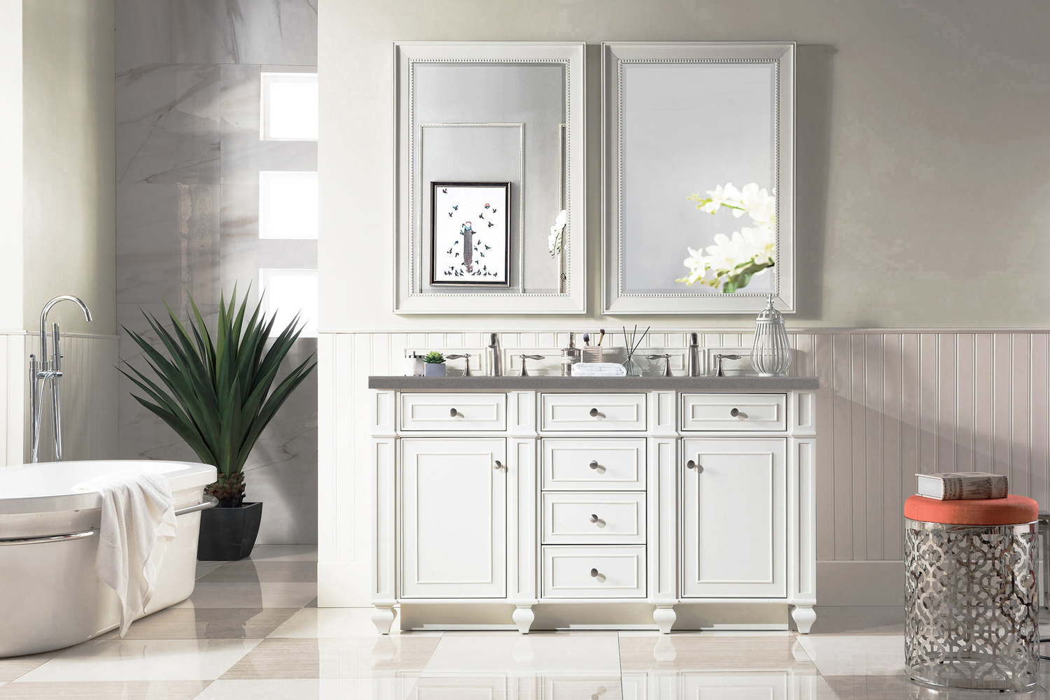 cheap bathroom vanities with tops James Martin Vanity Bright White Transitional