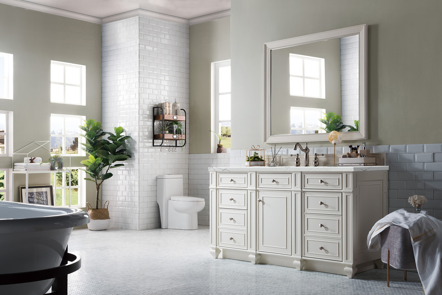 vanity cabinets with tops James Martin Vanity Bright White Transitional