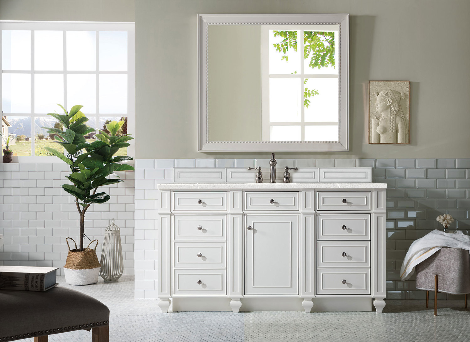 single bathroom cabinets James Martin Vanity Bright White Transitional
