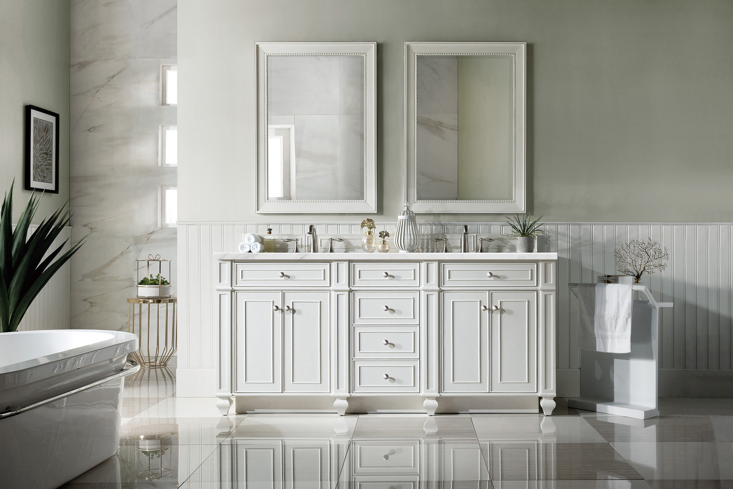 white bathroom vanity set James Martin Vanity Bright White Transitional