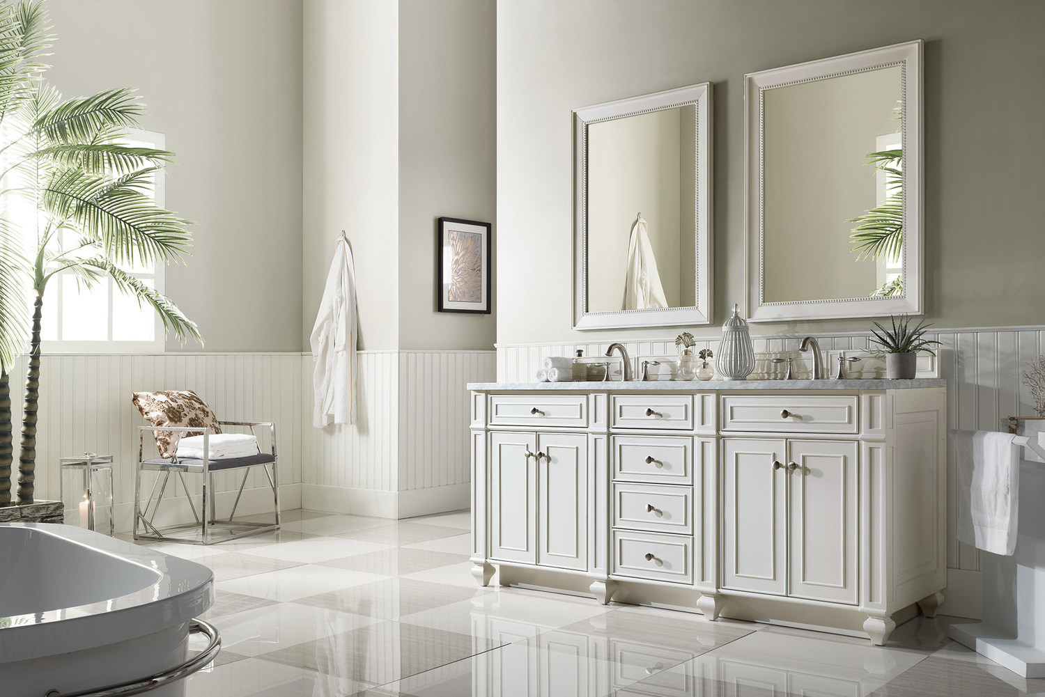 white bathroom vanity set James Martin Vanity Bright White Transitional