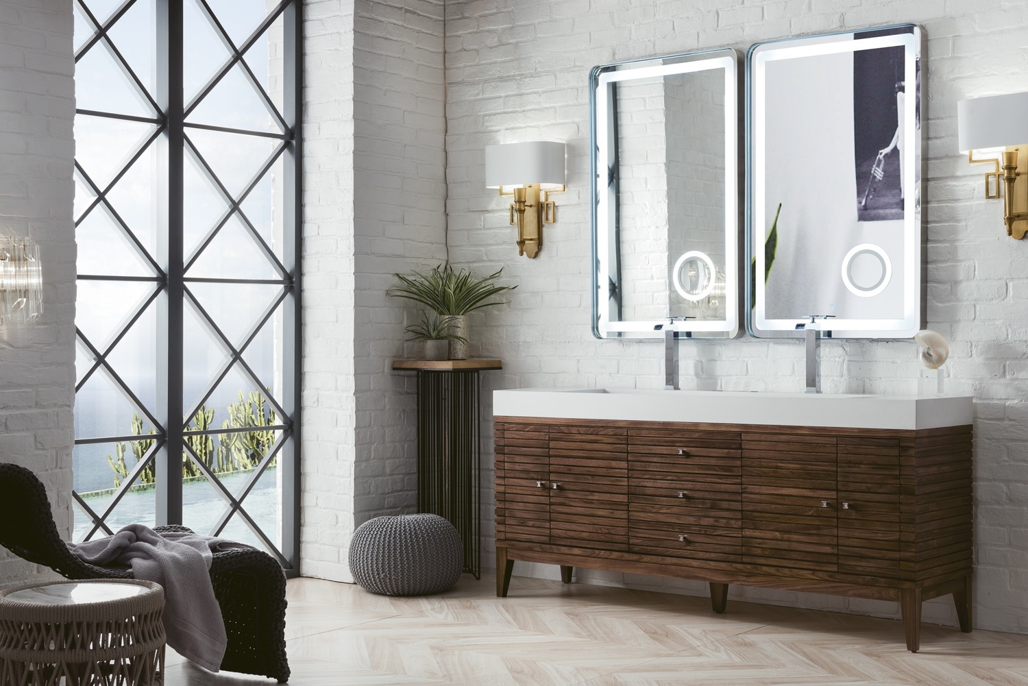 30 inch bathroom vanity James Martin Vanity Mid-Century Walnut Modern