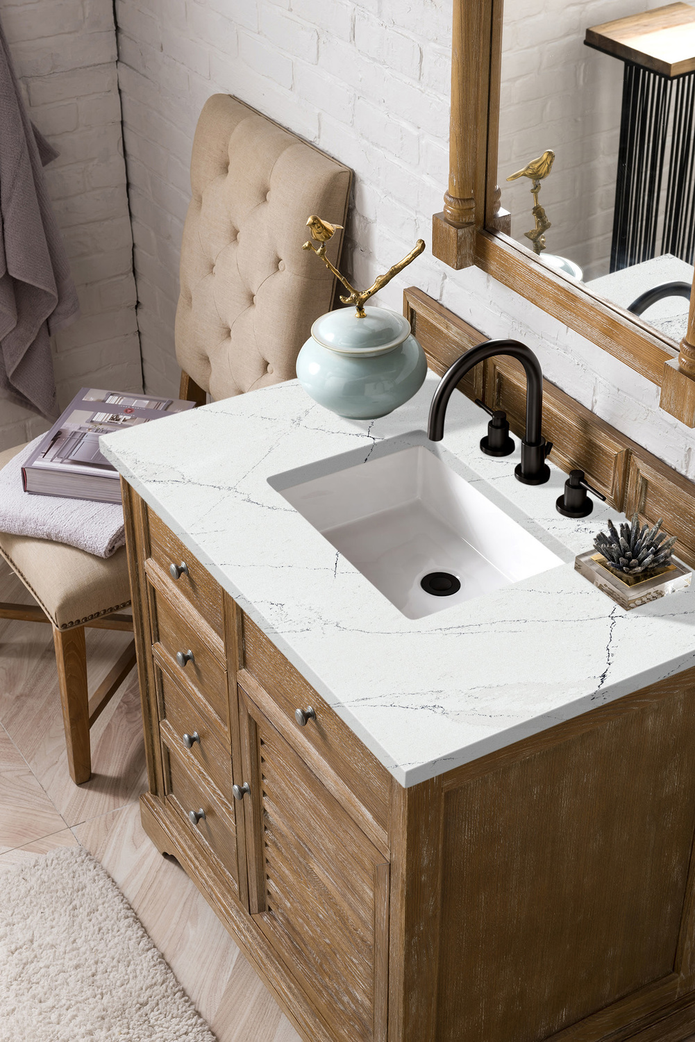 bathroom over the sink cabinets James Martin Vanity Driftwood Transitional