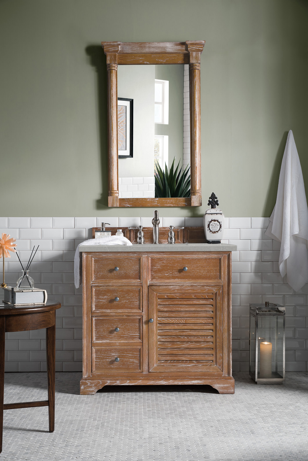 single vintage bathroom vanity James Martin Vanity Driftwood Transitional