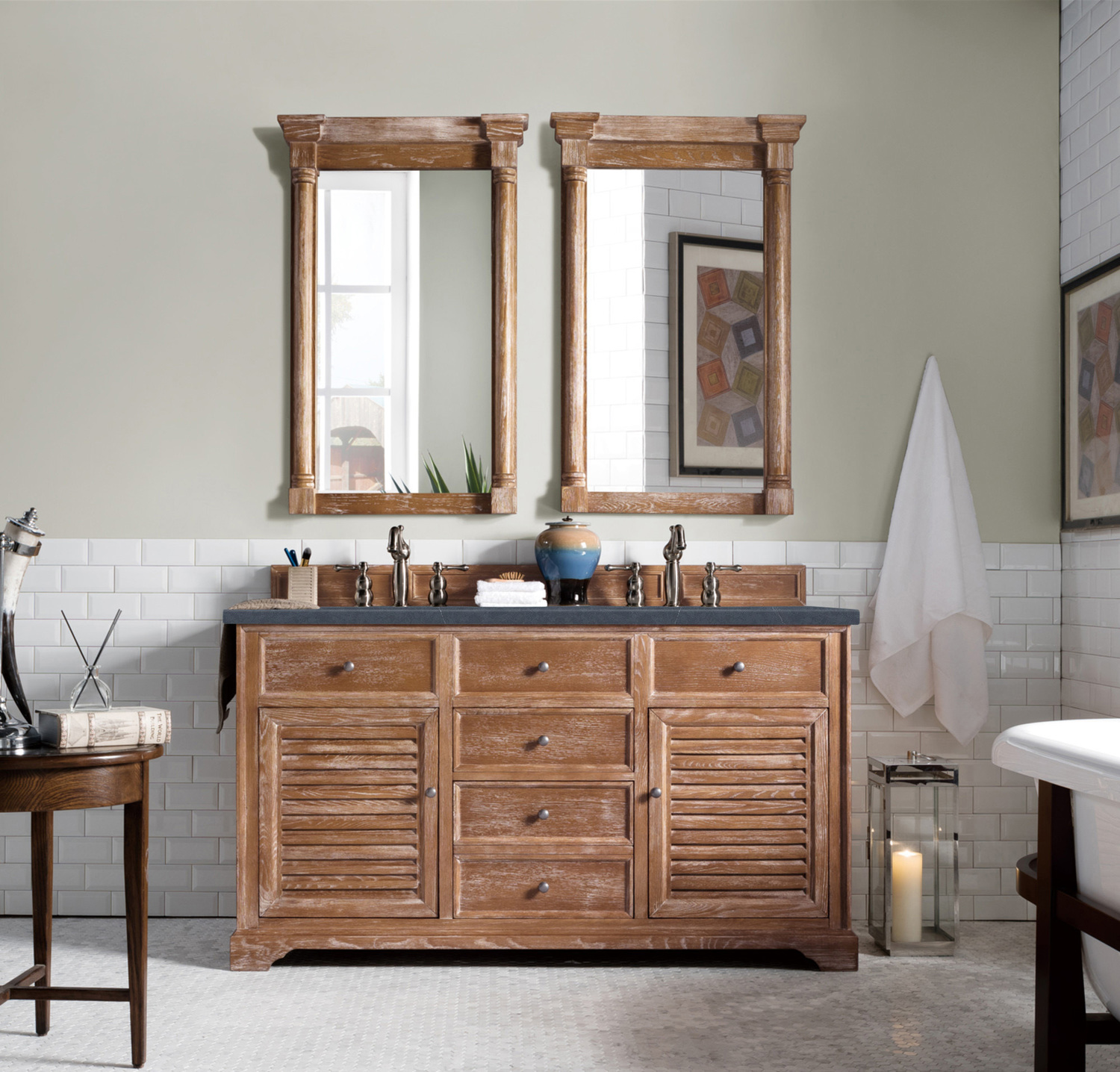 70 inch vanity top double sink James Martin Vanity Driftwood Transitional