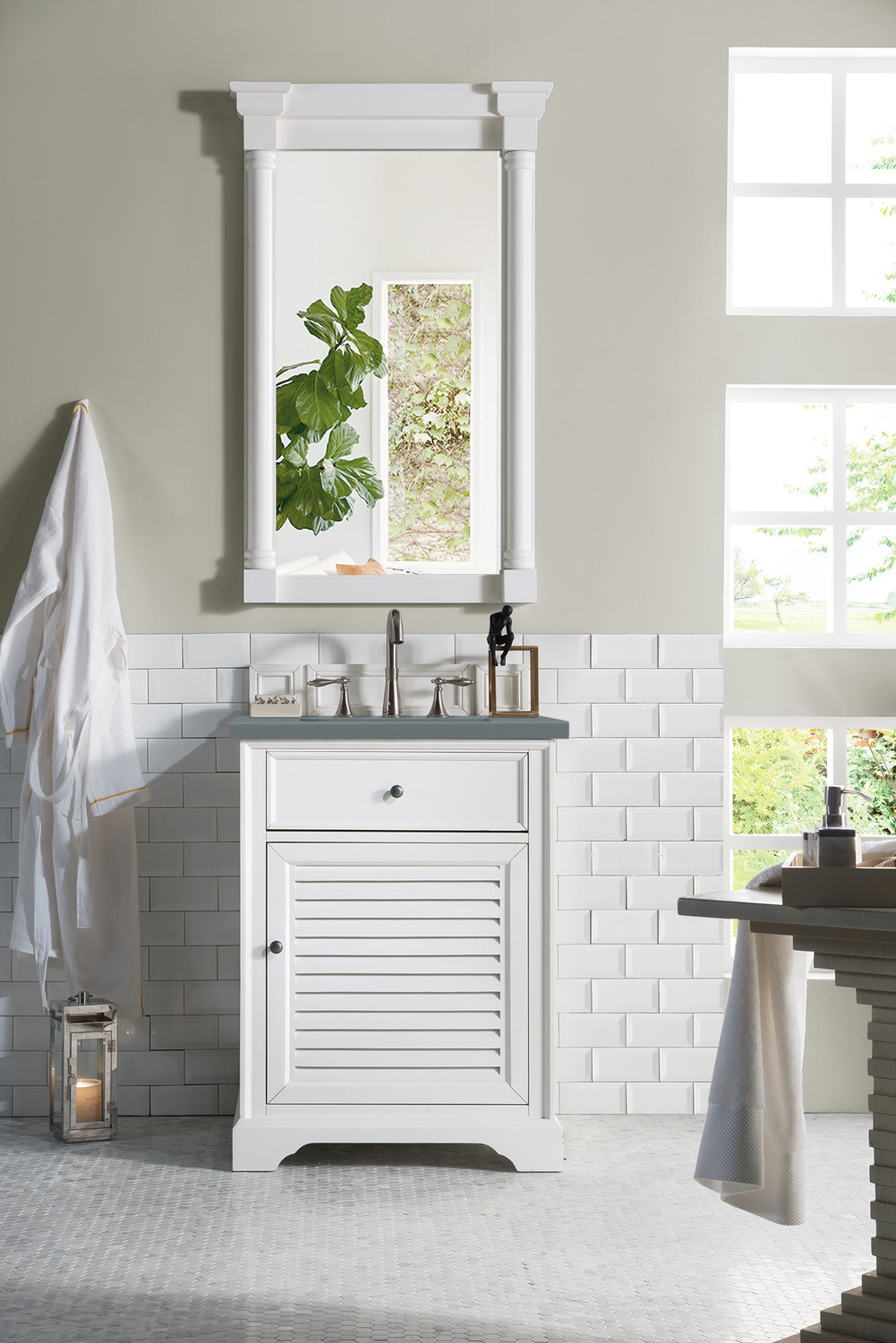 small corner bathroom sink with cabinet James Martin Vanity Bright White Transitional