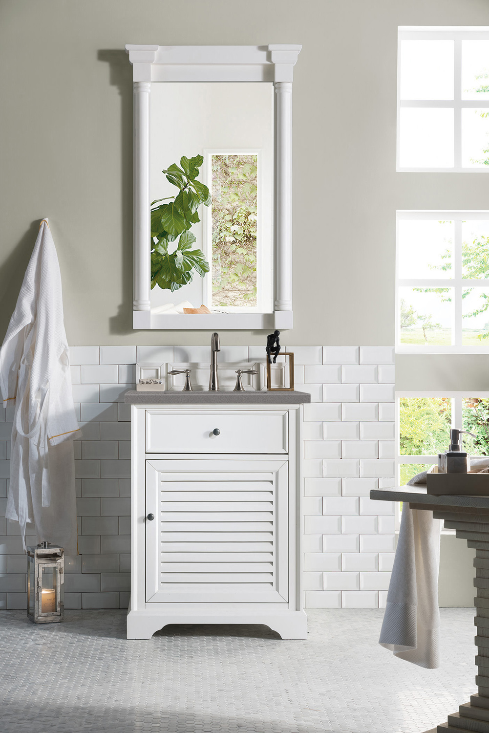 double sink cabinet size James Martin Vanity Bright White Transitional