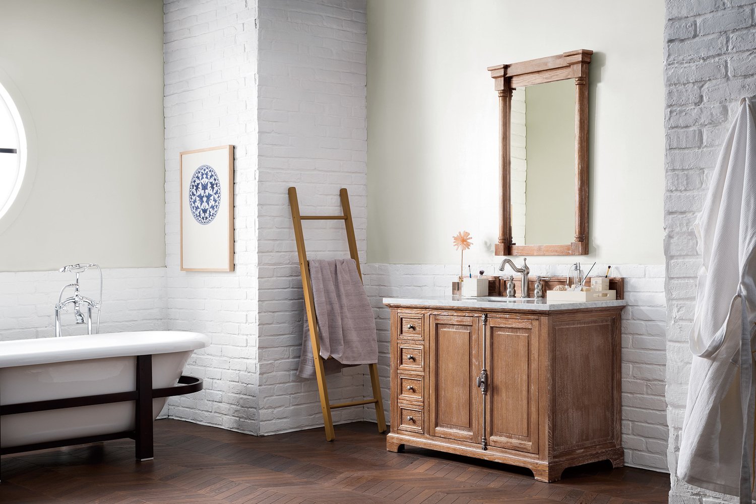 reclaimed wood bathroom vanity James Martin Vanity Driftwood Transitional