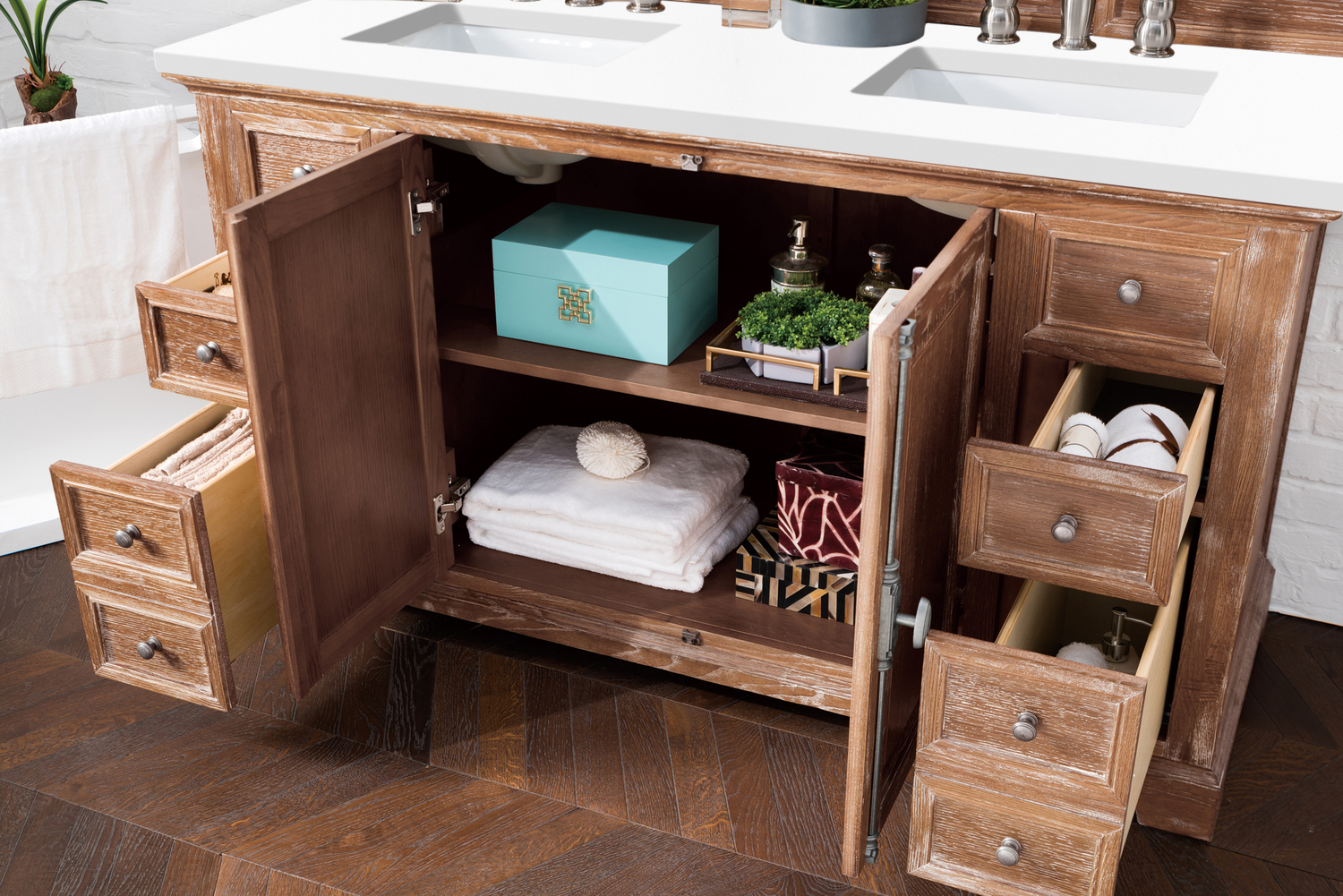 prefab bathroom countertops James Martin Vanity Driftwood Transitional