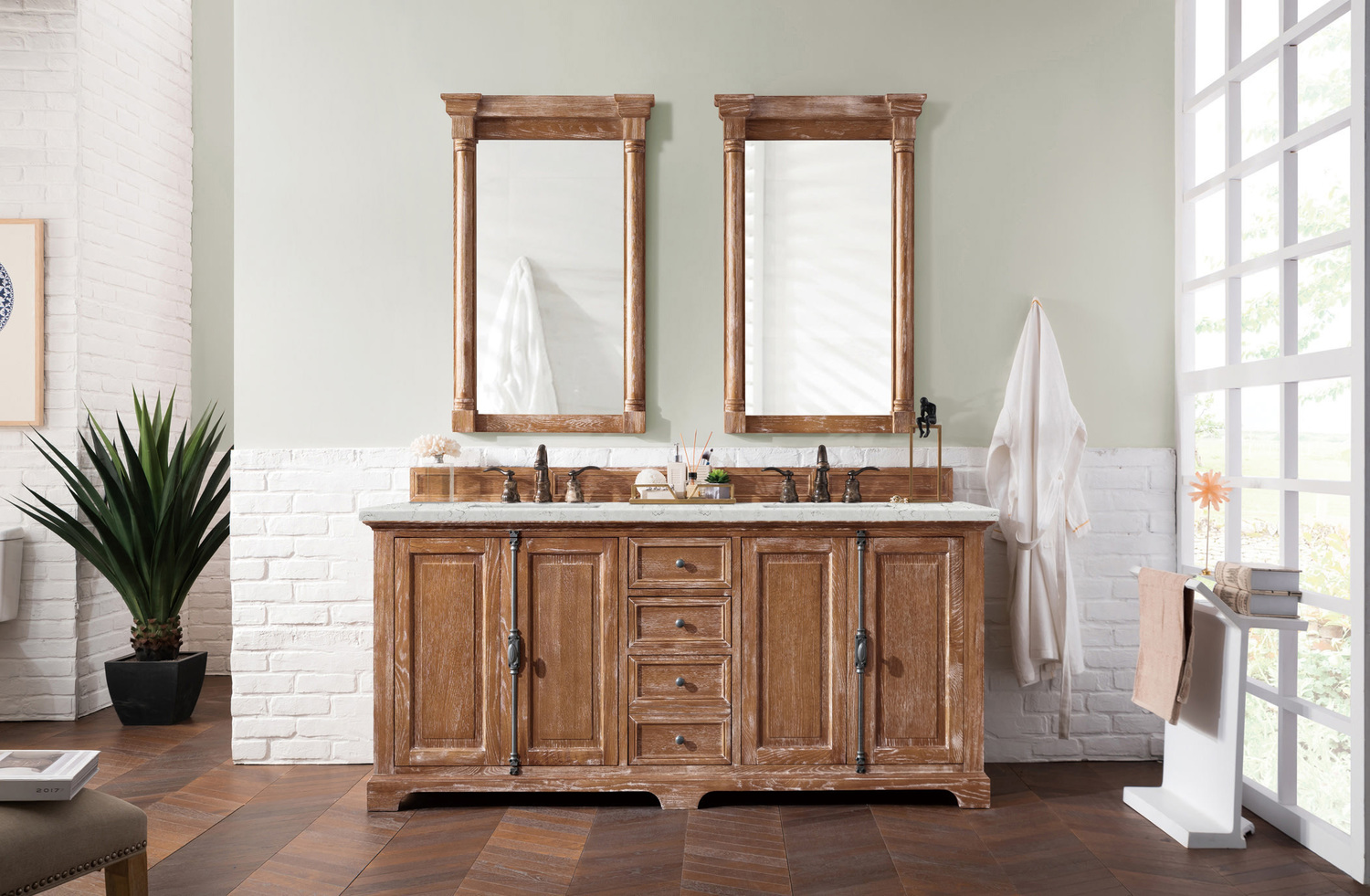 vintage bathroom sink unit James Martin Vanity Driftwood Transitional