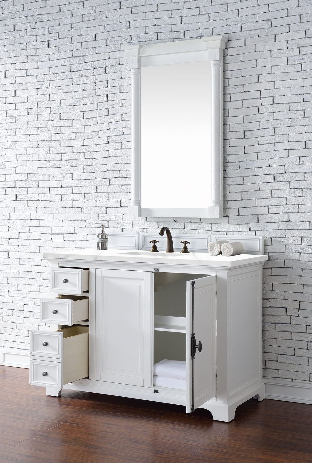 rustic double bathroom vanity James Martin Vanity Bright White Transitional