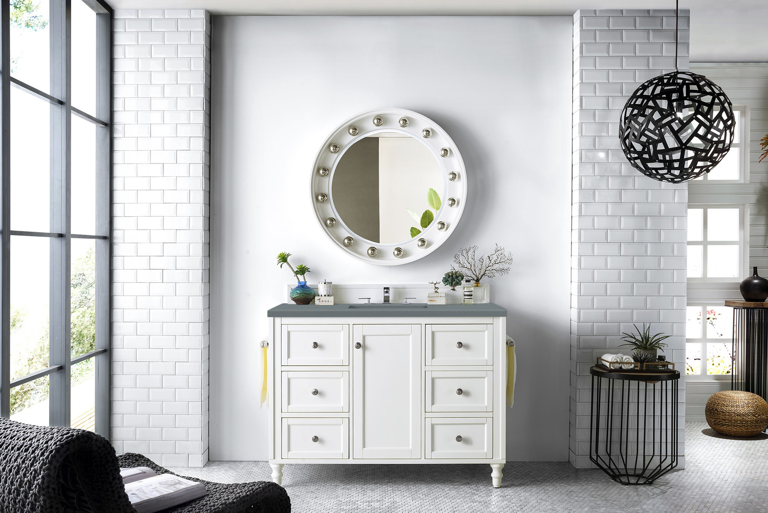 dark grey vanity bathroom ideas James Martin Vanity Bright White Traditional