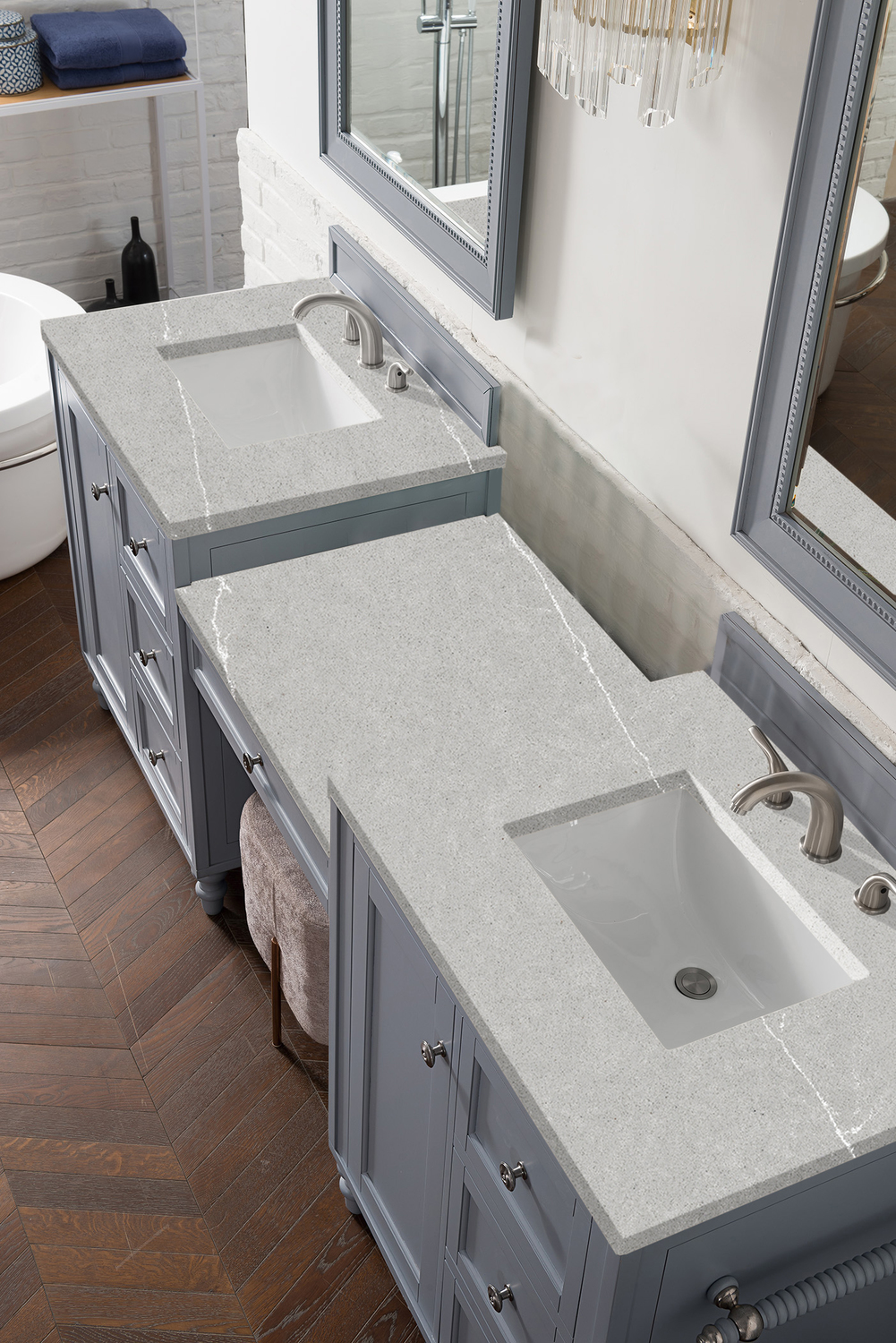 bathroom double sink cabinets James Martin Vanity Silver Gray Traditional