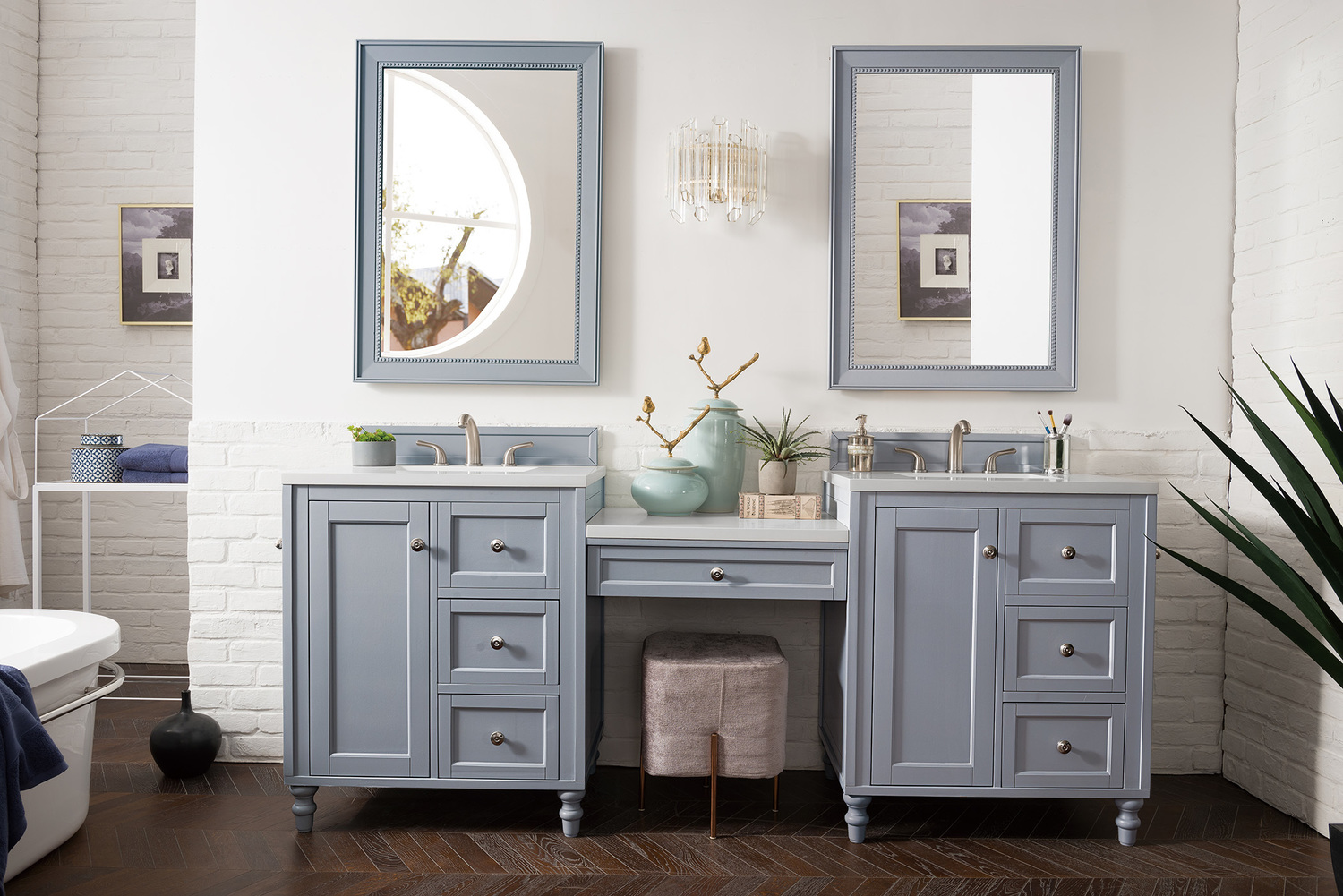 oak vanity with sink James Martin Vanity Silver Gray Traditional