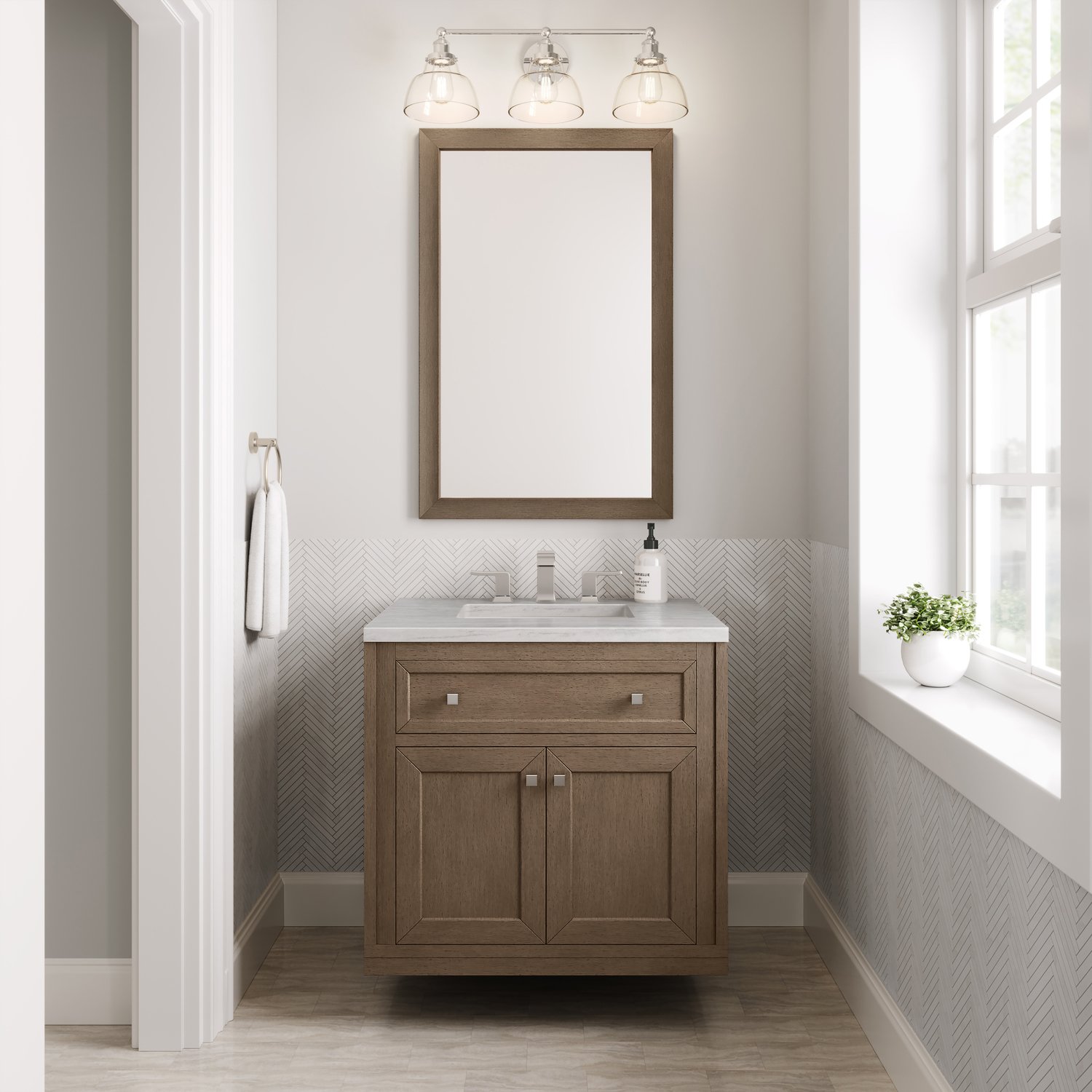  James Martin Vanity Bathroom Vanities Whitewashed Walnut Contemporary/Modern, Transitional