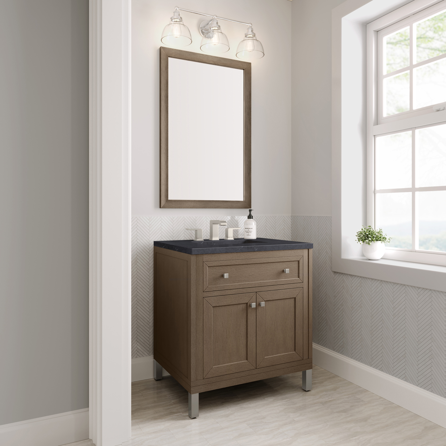 30 inch bathroom vanity cabinet James Martin Vanity Whitewashed Walnut Contemporary/Modern, Transitional