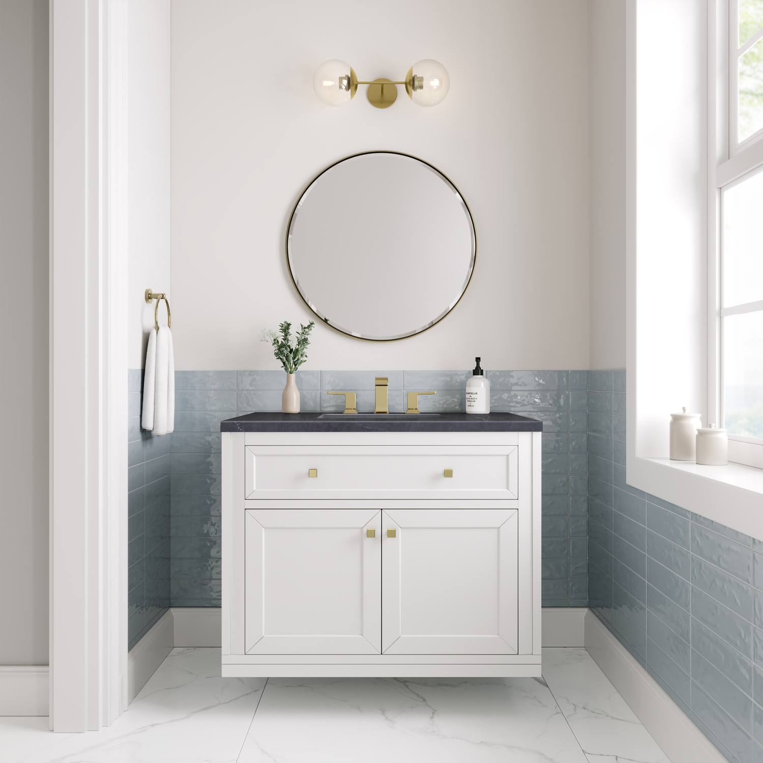 bathroom counter top replacement James Martin Vanity Glossy White Modern Farmhouse, Transitional