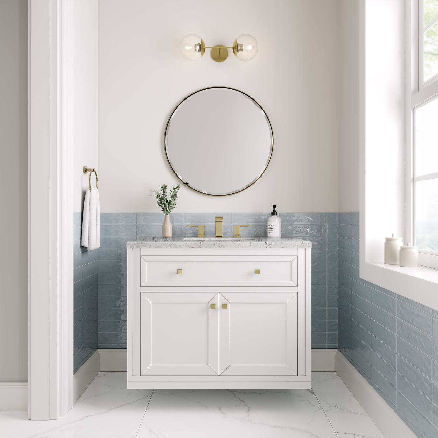 72 inch double sink vanity with top James Martin Vanity Glossy White Modern Farmhouse, Transitional