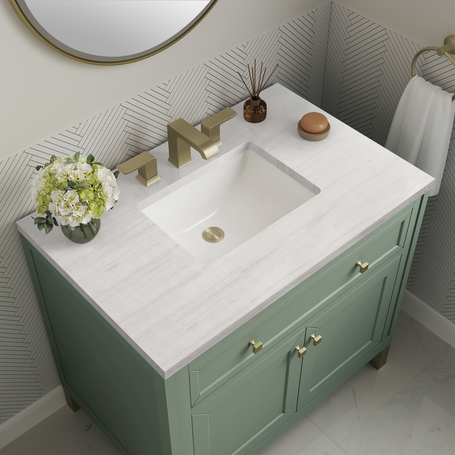 60 inch single sink bathroom vanity James Martin Vanity Smokey Celadon Modern Farmhouse, Transitional