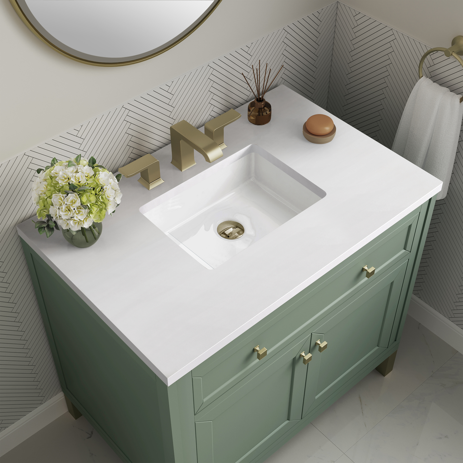 small bathroom vanity designs James Martin Vanity Smokey Celadon Modern Farmhouse, Transitional