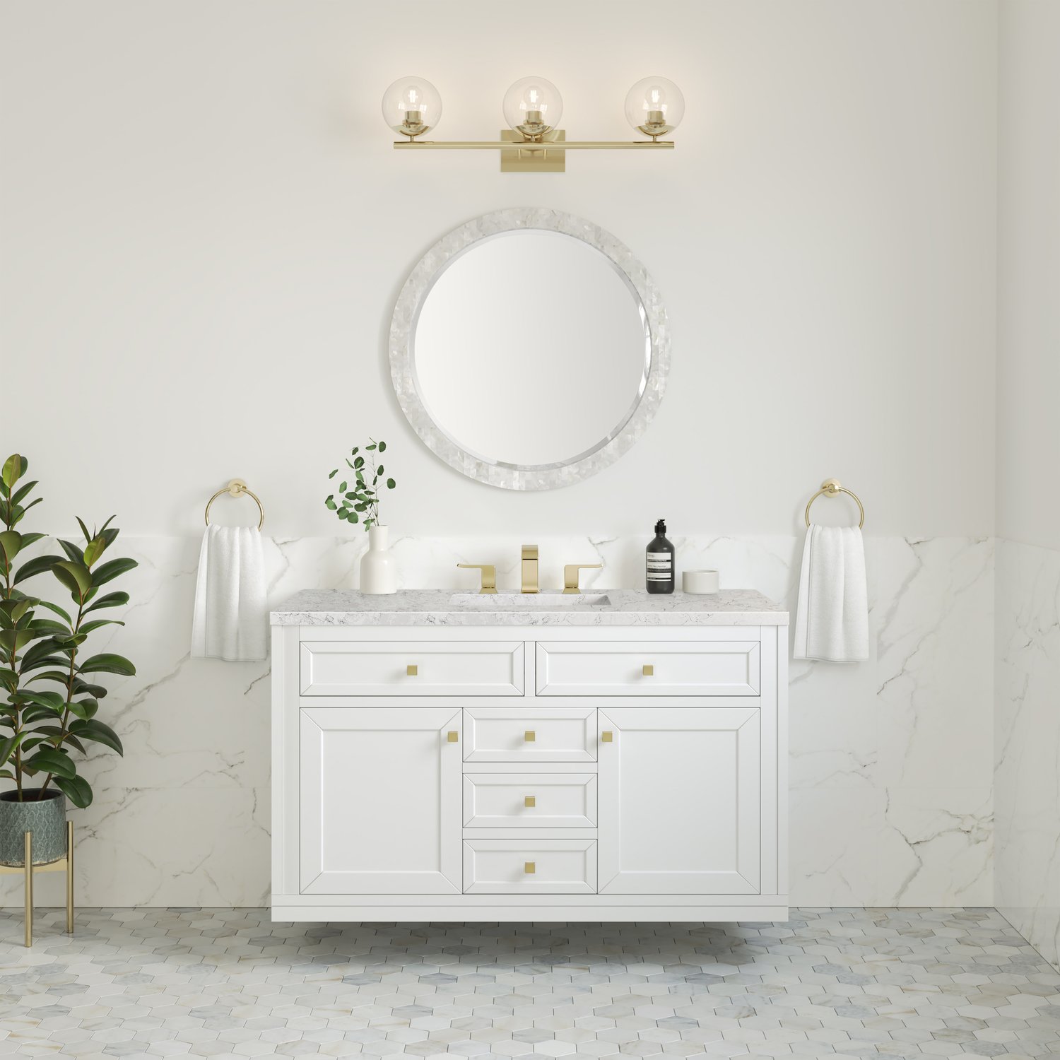 single antique bathroom vanity James Martin Vanity Glossy White Modern Farmhouse, Transitional