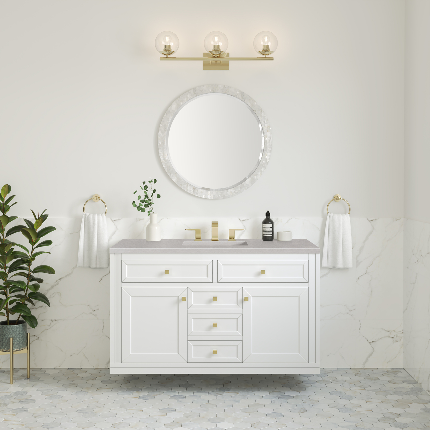 modern bath cabinets James Martin Vanity Glossy White Modern Farmhouse, Transitional