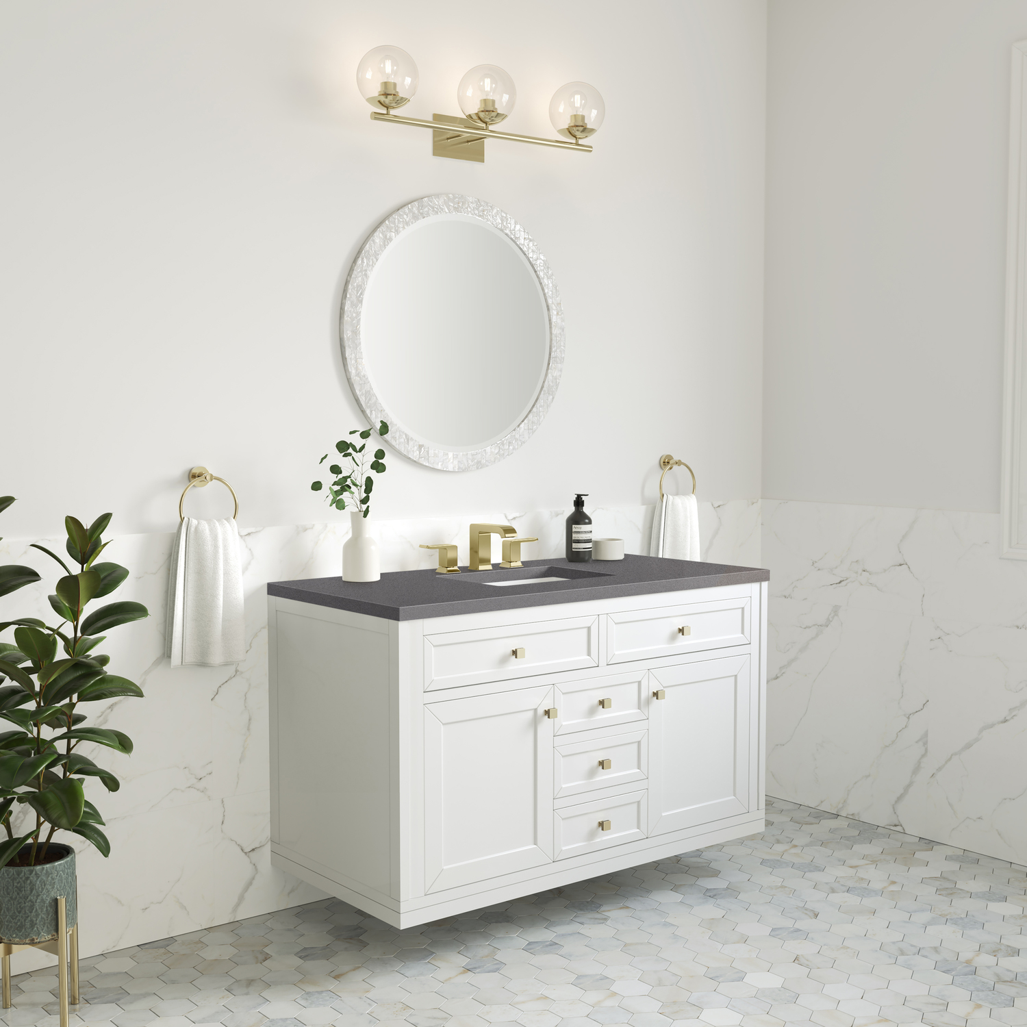 bathroom countertops James Martin Vanity Glossy White Modern Farmhouse, Transitional