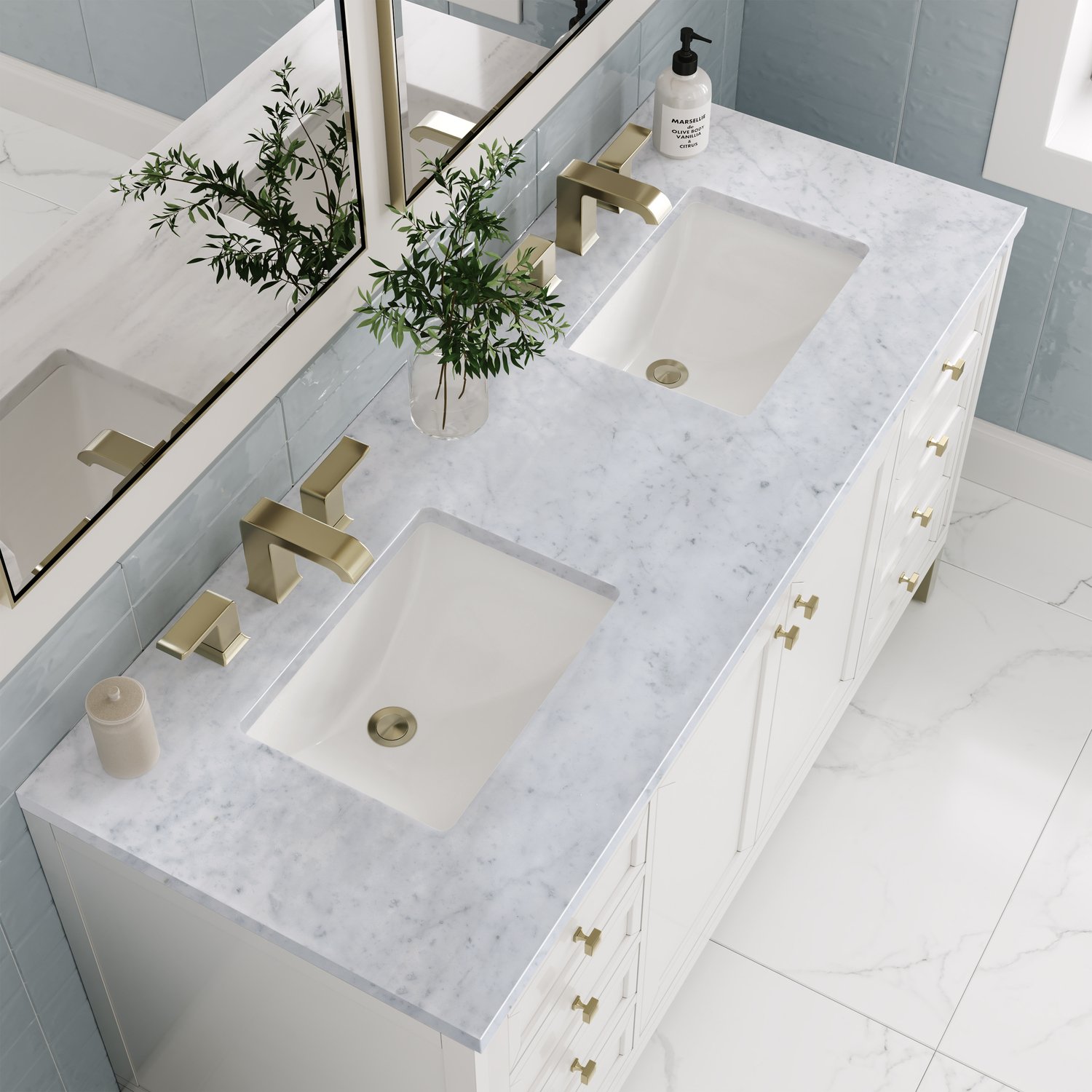 custom bathroom countertops James Martin Vanity Glossy White Modern Farmhouse, Transitional
