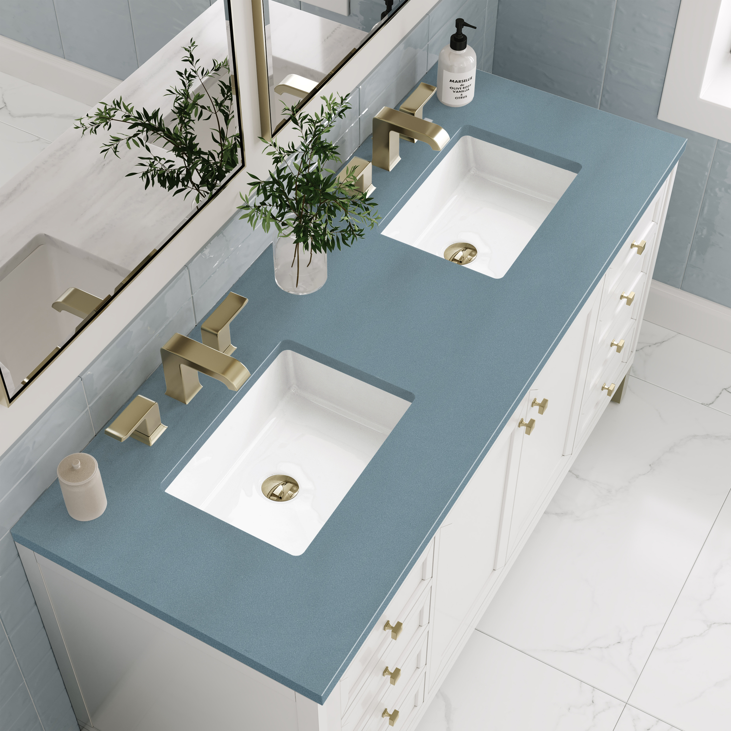 new bathroom countertop James Martin Vanity Glossy White Modern Farmhouse, Transitional