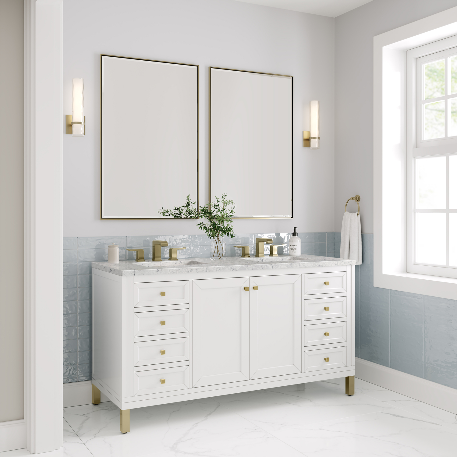 72 bathroom vanity without top James Martin Vanity Glossy White Modern Farmhouse, Transitional