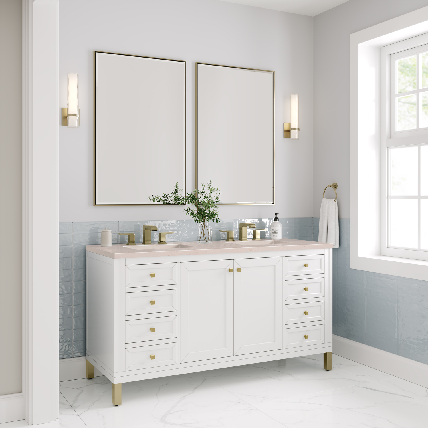 60 inch vanity cabinet only James Martin Vanity Glossy White Modern Farmhouse, Transitional