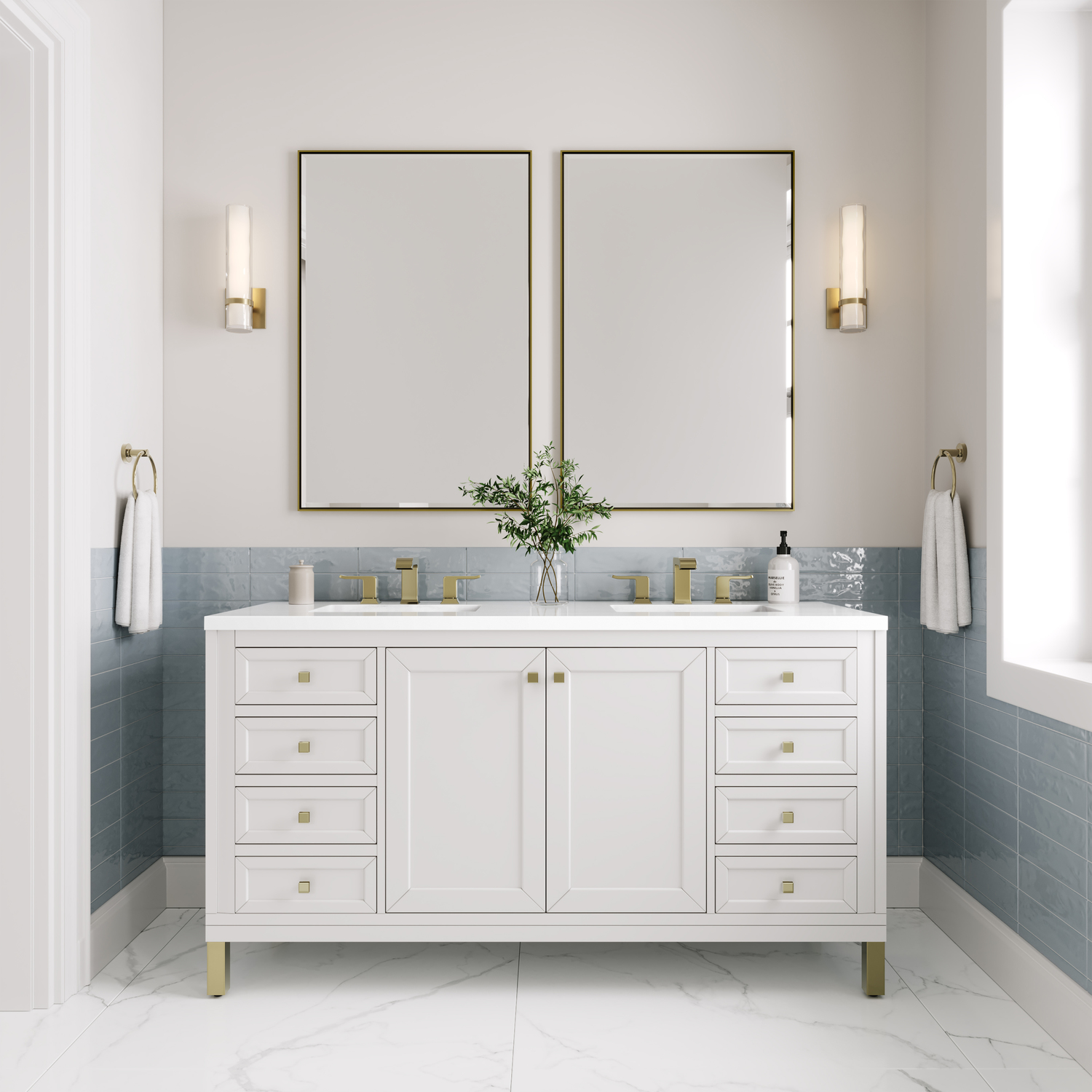 bathroom vanity and sink James Martin Vanity Glossy White Modern Farmhouse, Transitional