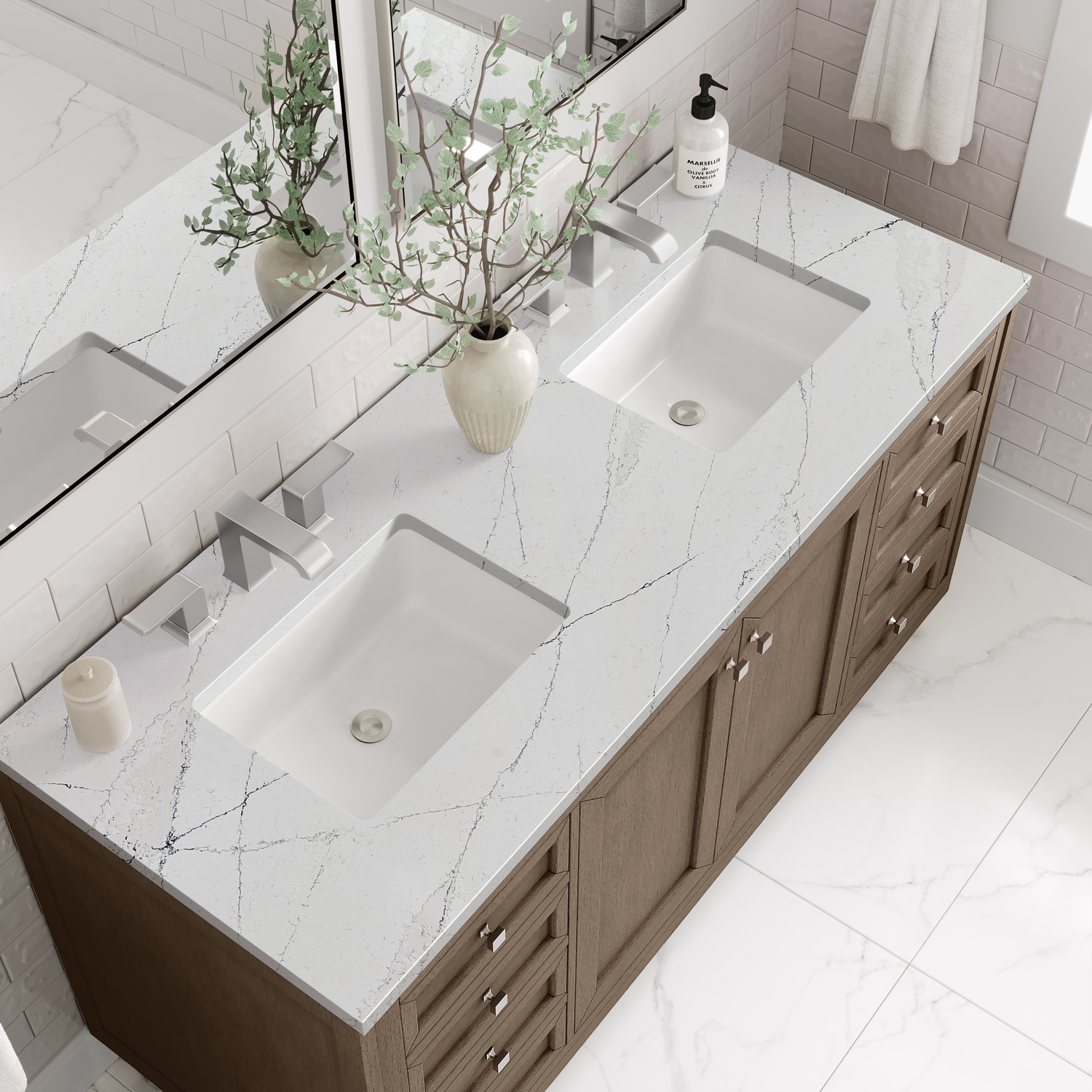 bathroom double sink cabinets James Martin Vanity Whitewashed Walnut Contemporary/Modern, Transitional