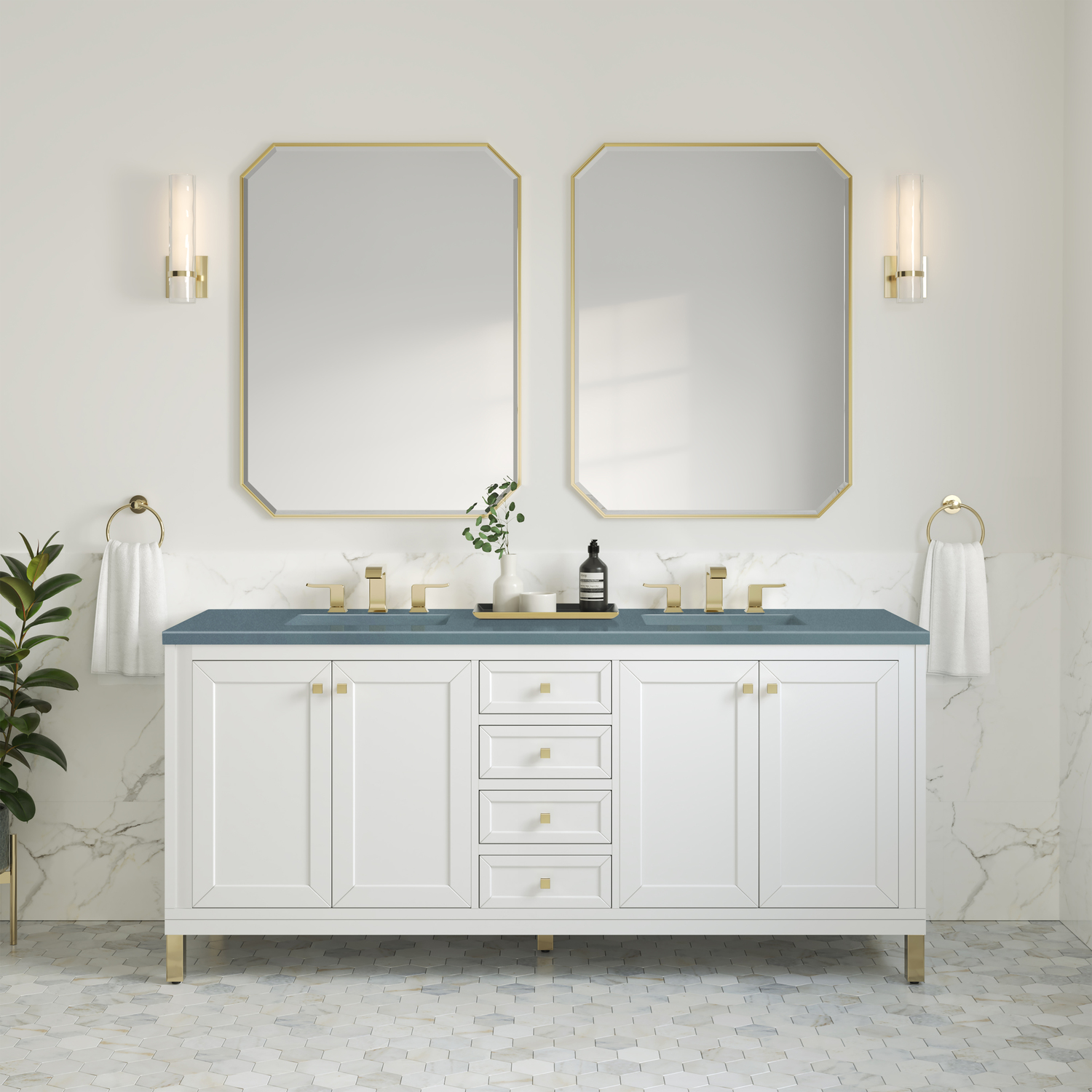 small vanity unit with basin James Martin Vanity Glossy White Modern Farmhouse, Transitional