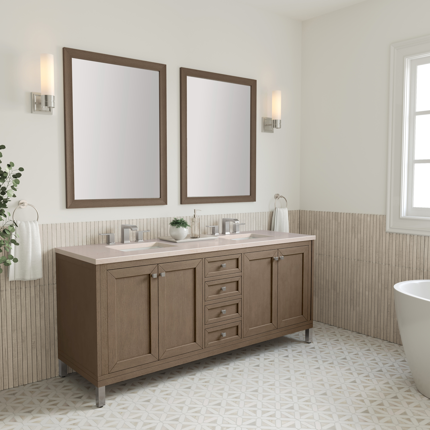 rustic white bathroom vanity James Martin Vanity Whitewashed Walnut Contemporary/Modern, Transitional