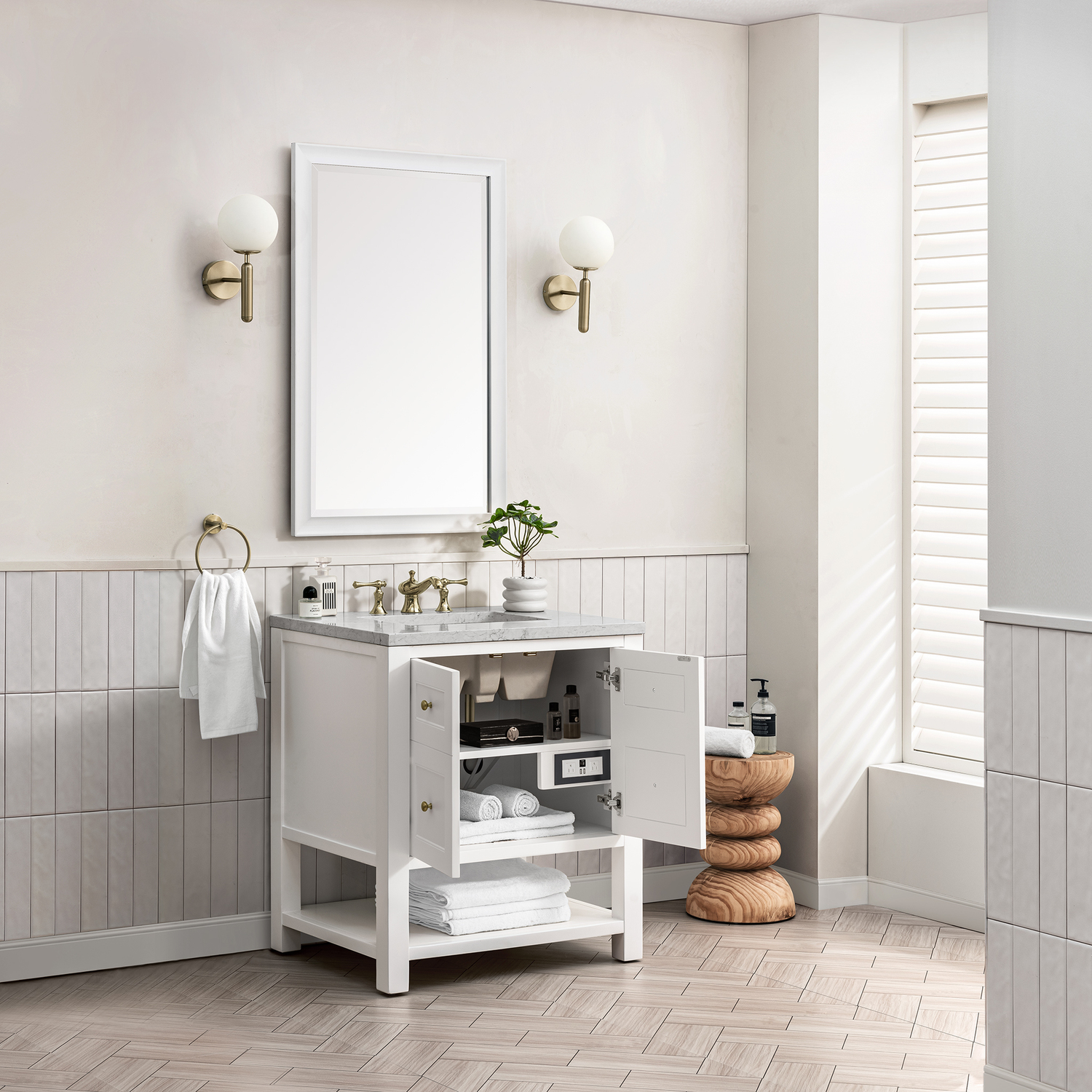 72 inch floating vanity base only James Martin Cabinet Bright White Modern Farmhouse, Transitional