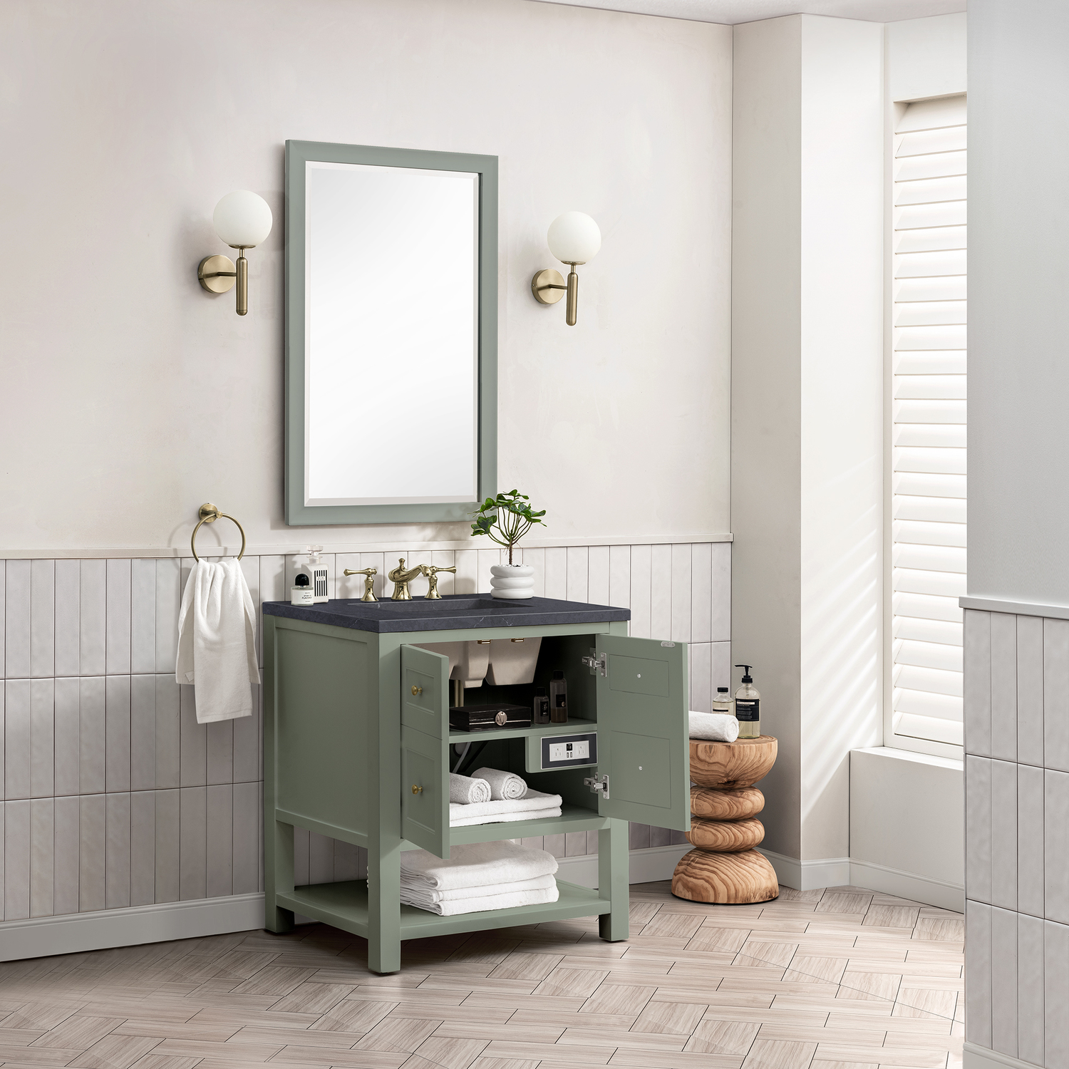 two vanity bathroom ideas James Martin Vanity Smokey Celadon Modern Farmhouse, Transitional