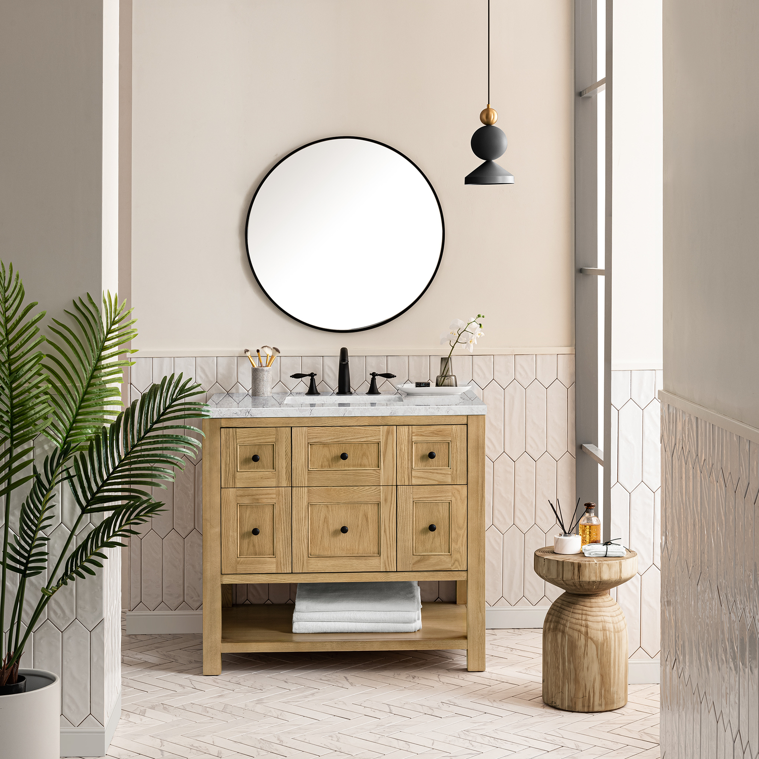 bathroom vanity sets James Martin Vanity Light Natural Oak Modern Farmhouse, Transitional