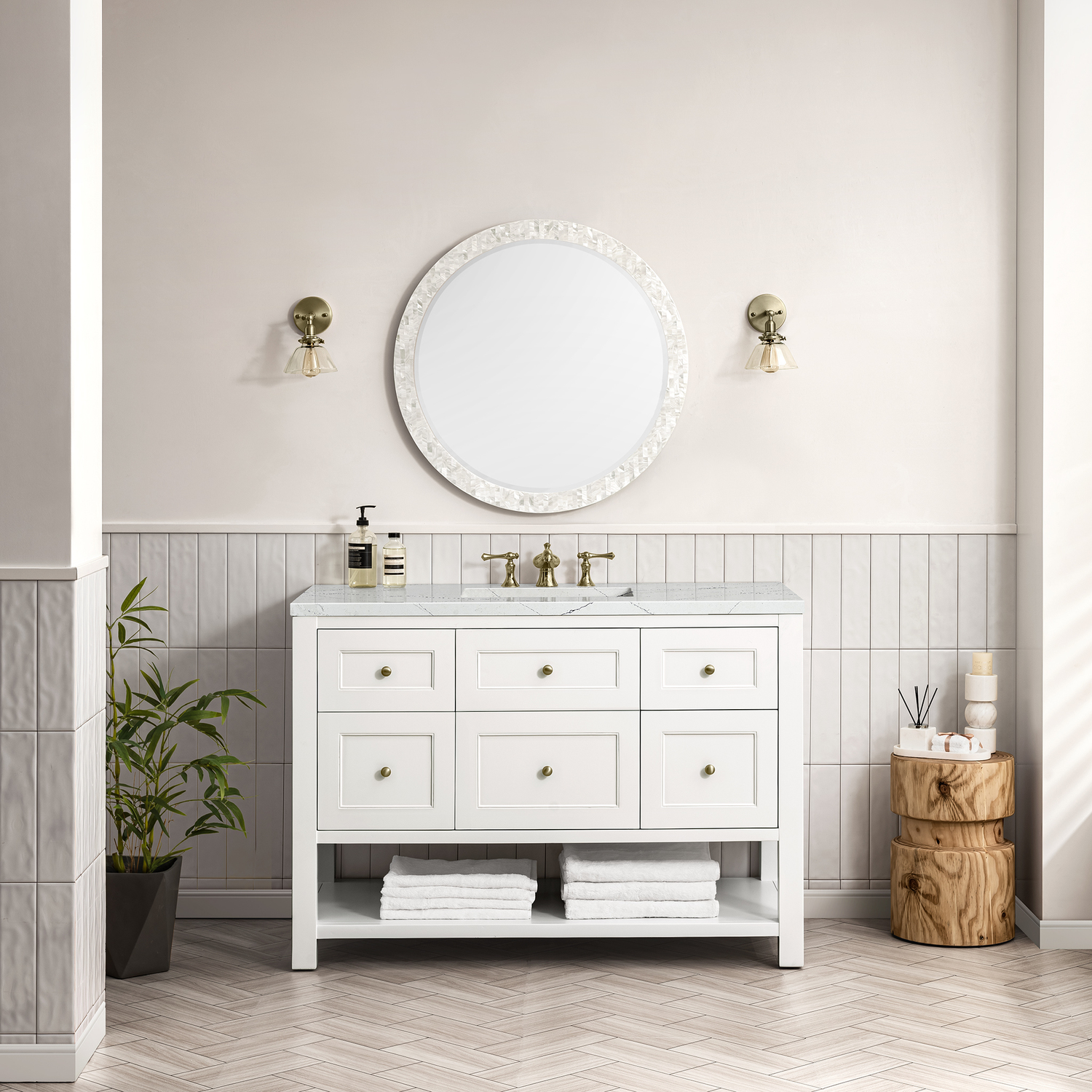 custom made bathroom cabinets James Martin Vanity Bright White Modern Farmhouse, Transitional