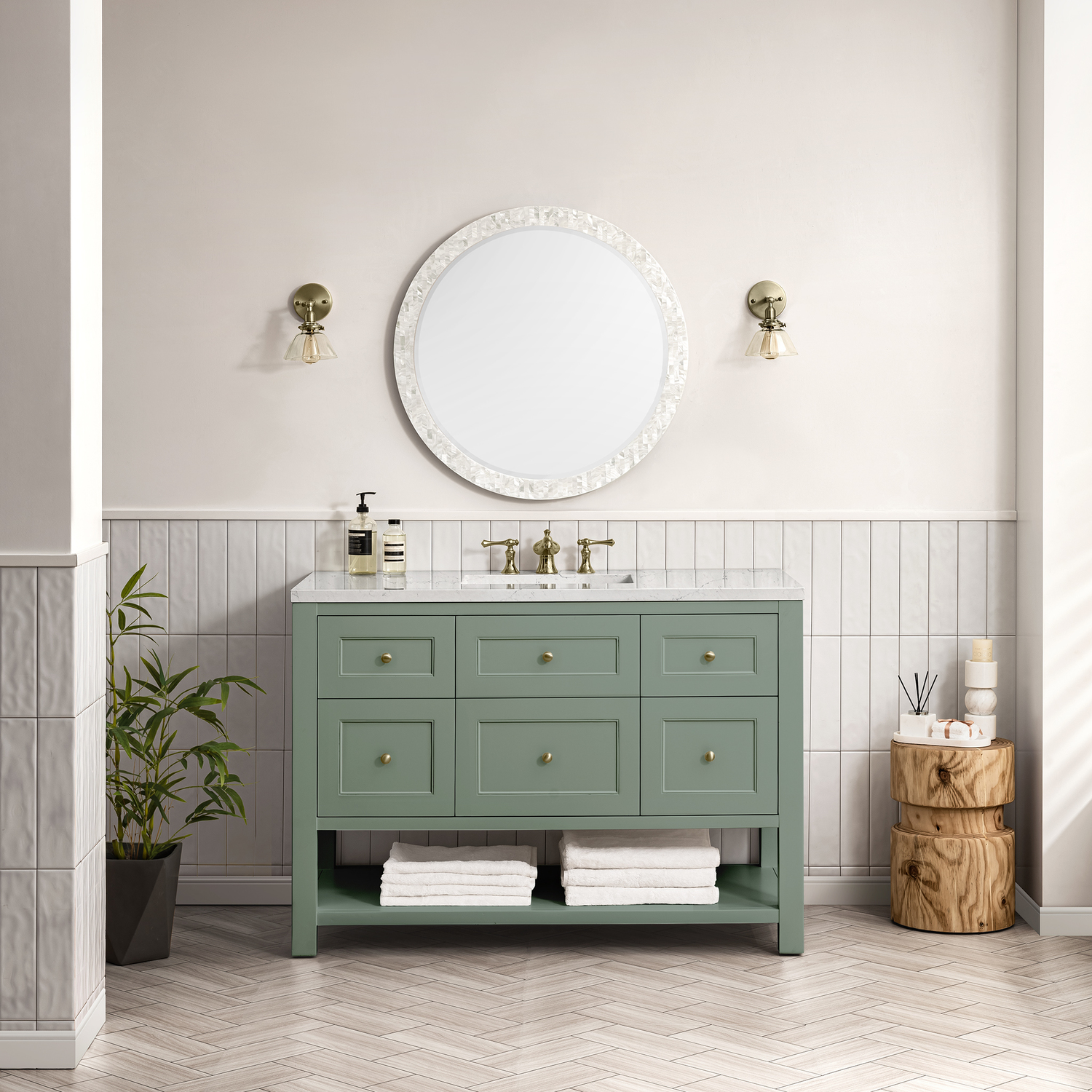 bathroom vanity sale clearance James Martin Cabinet Smokey Celadon Modern Farmhouse, Transitional
