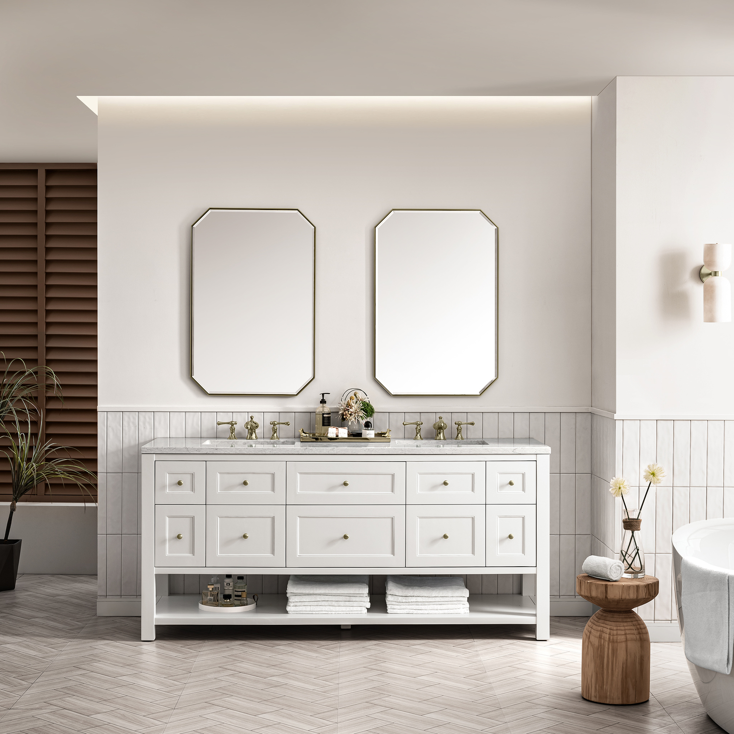 top can vanity James Martin Cabinet Bright White Modern Farmhouse, Transitional
