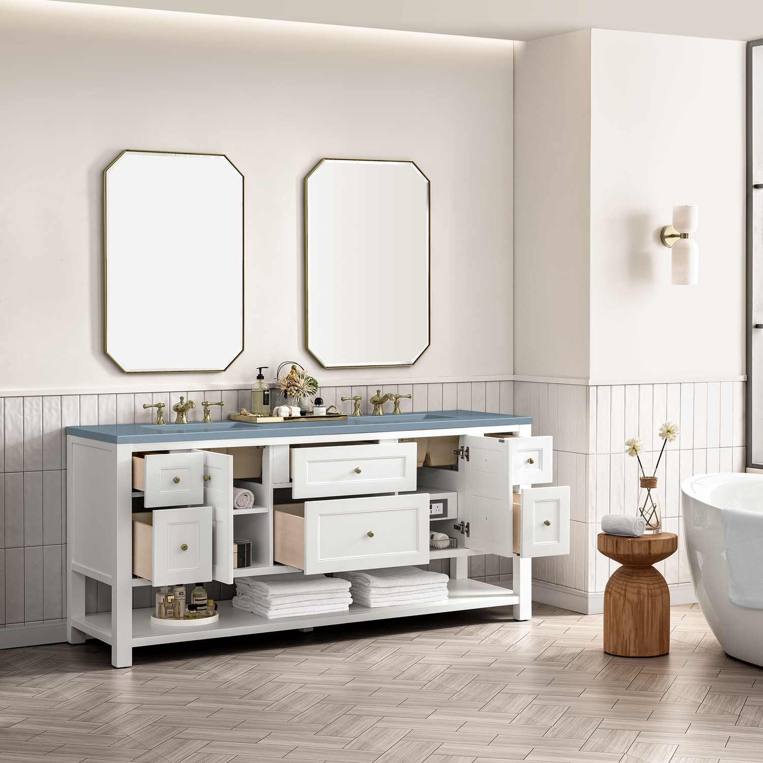 quality bathroom cabinets James Martin Vanity Bright White Modern Farmhouse, Transitional