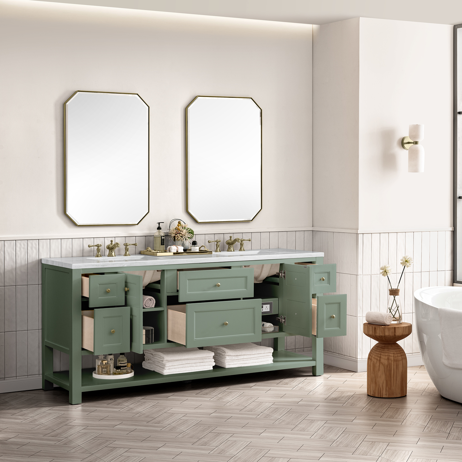 bathroom vanity with sink 60 inch James Martin Vanity Smokey Celadon Modern Farmhouse, Transitional